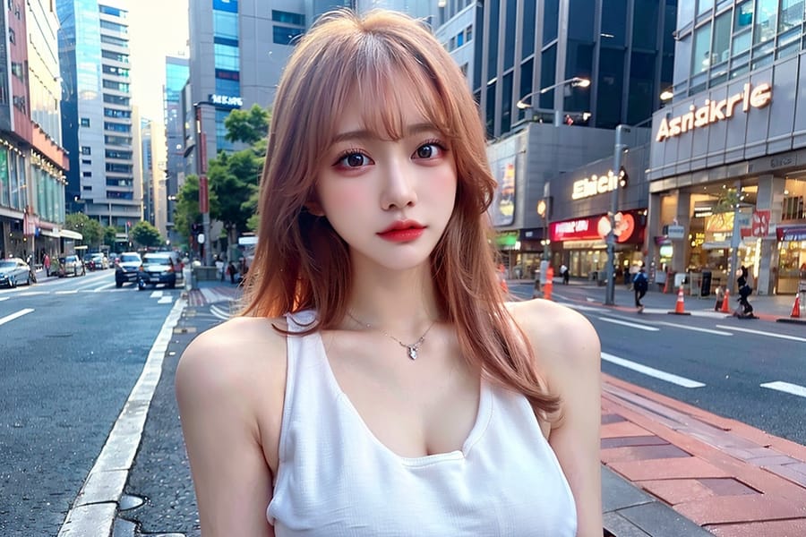 Tags: 21872187
<lora:taiwanDollLikeness_v20:0.30>, <lora:YaeMiko_Test:0.60>, (white tank top:1.00), (large breasts:1.04), busy street in urban city, <lora:skirtlift-v4:0.85 <lora:Addams:0.25>, extremely detailed eyes, extremely detailed face, cute, (photorealistic:0.99), sexy lips, double eyelids, eyelashes, perky breasts, full body portrait, RAW, tall, (long slim legs:0.93), delicate and beautiful girl, 1girl, solo
Negative prompt: sketches, paintings, black and white, disfigured, (worst quality:2.18)
Steps: 32, Sampler: DPM++ 2M Karras, CFG scale: 6.24, Seed: 2346351915, Size: 768x512, Model hash: fc2511737a, Model: chilloutmix_NiPrunedFp32Fix, Seed resize from: -1x-1, Denoising strength: 0.4, Version: v1.2.1, Hires upscale: 2.0, Hires steps: 16, Hires upscaler: ESRGAN_4x