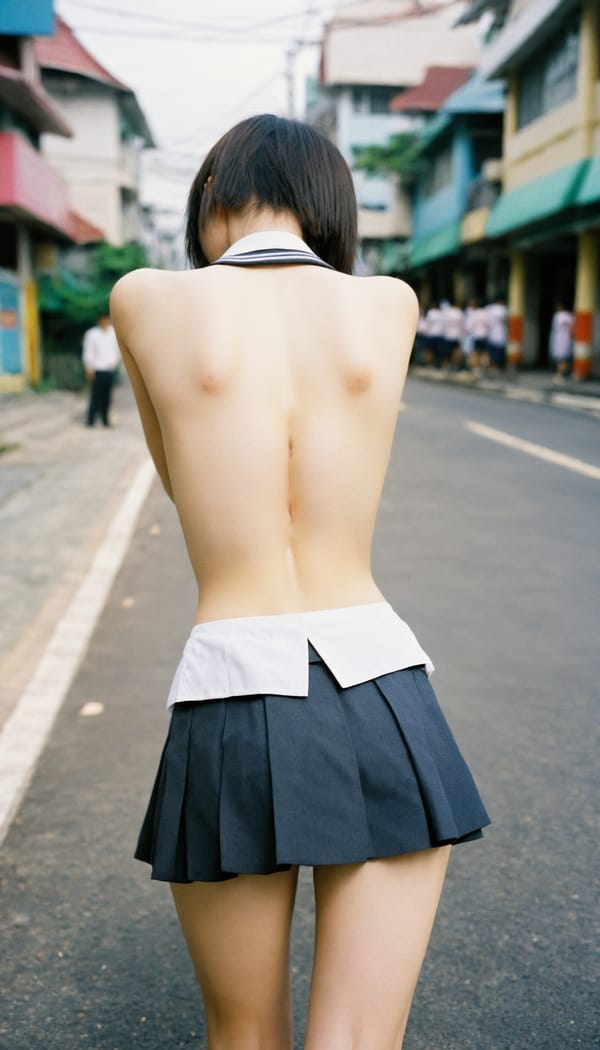 Tags: 21872187, SDXL
{"3": {"inputs": {"seed": 421632071420505, "steps": 32, "cfg": 7.68, "sampler_name": "dpmpp_2m", "scheduler": "karras", "denoise": 1.0, "model": ["27", 0], "positive": ["6", 0], "negative": ["7", 0], "latent_image": ["5", 0]}, "class_type": "KSampler"}, "4": {"inputs": {"ckpt_name": "helloworldxl.safetensors"}, "class_type": "CheckpointLoaderSimple"}, "5": {"inputs": {"width": 768, "height": 1344, "batch_size": 1}, "class_type": "EmptyLatentImage"}, "6": {"inputs": {"text": "25 year old girl, (taiwanese:0.96), (irish:0.96), (russian:0.97), (beautiful eyes:1.02), (seductive pose:0.99), (eyelashes:1.08), (sexy lips:1.02), (slim:1.04), (seductive facial expression:1.07), (detailed face:1.13), (idol:1.03), (blush:1.02), (pale skin:0.98), (cute:0.96), (double eyelids:1.09), (on all fours:1.01), (spreading ass cheeks:1.12), (from behind:1.11), (backboob:1.02), (school uniform:1.03), choker, busy street, (film:1.02), (portra:1.06), (textured skin:1.09), (natural looking skin:1.00), (soft lighting:1.02), (skin fuzz:1.04), (RAW:1.03), (candid cinema:1.00), (detailed skin:1.00)", "clip": ["27", 1]}, "class_type": "CLIPTextEncode"}, "7": {"inputs": {"text": "(bad hands:1.14), (low resolution:1.10), (worst quality:1.11), (watermark:1.11), (open mouth:1.13), (twisted:1.10), (distorted:1.14)", "clip": ["27", 1]}, "class_type": "CLIPTextEncode"}, "8": {"inputs": {"samples": ["3", 0], "vae": ["4", 2]}, "class_type": "VAEDecode"}, "25": {"inputs": {"lora_name": "nudify_xl.safetensors", "strength_model": 0.1, "strength_clip": 0.37, "model": ["4", 0], "clip": ["4", 1]}, "class_type": "LoraLoader"}, "26": {"inputs": {"lora_name": "shirtlift_SDXL_v2.safetensors", "strength_model": 0.06, "strength_clip": 0.08, "model": ["25", 0], "clip": ["25", 1]}, "class_type": "LoraLoader"}, "27": {"inputs": {"lora_name": "PerfectEyesXL.safetensors", "strength_model": 0.06, "strength_clip": 0.05, "model": ["26", 0], "clip": ["26", 1]}, "class_type": "LoraLoader"}, "30": {"inputs": {"model_name": "4x_NMKD-Superscale-SP_178000_G.pth"}, "class_type": "UpscaleModelLoader"}, "31": {"inputs": {"upscale_model": ["30", 0], "image": ["8", 0]}, "class_type": "ImageUpscaleWithModel"}, "32": {"inputs": {"upscale_method": "lanczos", "scale_by": 0.5, "image": ["31", 0]}, "class_type": "ImageScaleBy"}, "33": {"inputs": {"pixels": ["32", 0], "vae": ["4", 2]}, "class_type": "VAEEncode"}, "34": {"inputs": {"seed": 421632071420505, "steps": 32, "cfg": 7.68, "sampler_name": "dpmpp_2m", "scheduler": "karras", "denoise": 0.3, "model": ["27", 0], "positive": ["6", 0], "negative": ["7", 0], "latent_image": ["33", 0]}, "class_type": "KSampler"}, "36": {"inputs": {"samples": ["34", 0], "vae": ["4", 2]}, "class_type": "VAEDecode"}, "39": {"inputs": {"filename_prefix": "comfyapi-1726655894952", "images": ["36", 0]}, "class_type": "SaveImage"}}