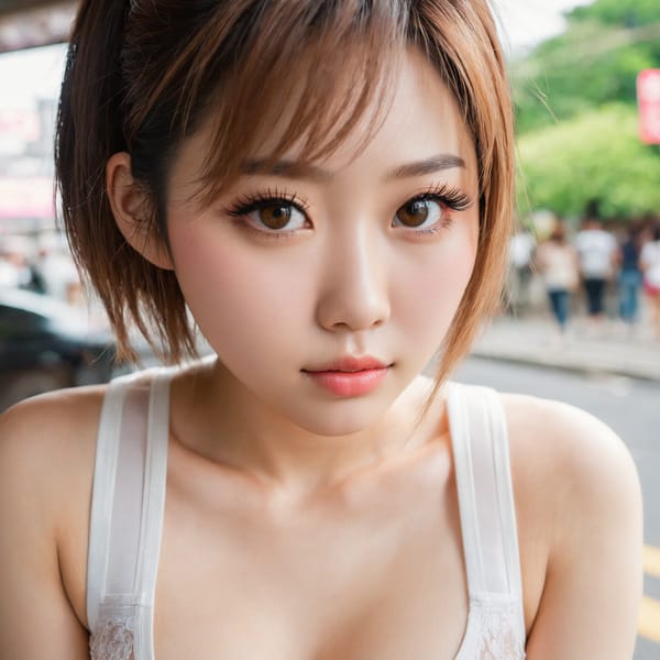 Tags: 21872187, SDXL
{"3": {"inputs": {"seed": 203030353403263, "steps": 64, "cfg": 5.93, "sampler_name": "dpmpp_2m", "scheduler": "karras", "denoise": 1.0, "model": ["27", 0], "positive": ["6", 0], "negative": ["7", 0], "latent_image": ["5", 0]}, "class_type": "KSampler"}, "4": {"inputs": {"ckpt_name": "juggernautxl.safetensors"}, "class_type": "CheckpointLoaderSimple"}, "5": {"inputs": {"width": 1024, "height": 1024, "batch_size": 1}, "class_type": "EmptyLatentImage"}, "6": {"inputs": {"text": "27 year old girl, (japanese:1.12), (eyelashes:1.06), (double eyelids:1.10), (cute:1.04), (sexy lips:1.07), (blush:1.08), (beautiful eyes:1.12), (temptress:1.01), (seductive facial expression:1.11), (pale skin:0.96), (slim:1.08), (detailed face:1.04), (idol:0.98), (seductive pose:0.97), (perky ass:1.12), (exposed ass:1.12), (looking back:1.00), (sexy ass:1.09), (thigh gap:1.04), (white tanktop:1.01), busy street, (natural looking skin:1.02), (textured skin:1.06), (detailed skin:1.06), (portra:1.09), (film:1.09), (RAW:1.06), (soft lighting:1.01), (skin fuzz:1.07), (candid cinema:1.04)", "clip": ["27", 1]}, "class_type": "CLIPTextEncode"}, "7": {"inputs": {"text": "(low resolution:1.05), (bad hands:1.12), (watermark:1.06), (distorted:1.07), (worst quality:1.14), (open mouth:1.12), (twisted:1.14)", "clip": ["27", 1]}, "class_type": "CLIPTextEncode"}, "8": {"inputs": {"samples": ["3", 0], "vae": ["4", 2]}, "class_type": "VAEDecode"}, "25": {"inputs": {"lora_name": "nudify_xl.safetensors", "strength_model": 0.15, "strength_clip": 0.09, "model": ["4", 0], "clip": ["4", 1]}, "class_type": "LoraLoader"}, "26": {"inputs": {"lora_name": "shirtlift_SDXL_v2.safetensors", "strength_model": 0.02, "strength_clip": 0.11, "model": ["25", 0], "clip": ["25", 1]}, "class_type": "LoraLoader"}, "27": {"inputs": {"lora_name": "PerfectEyesXL.safetensors", "strength_model": 0.02, "strength_clip": 0.09, "model": ["26", 0], "clip": ["26", 1]}, "class_type": "LoraLoader"}, "30": {"inputs": {"model_name": "4x_NMKD-Superscale-SP_178000_G.pth"}, "class_type": "UpscaleModelLoader"}, "31": {"inputs": {"upscale_model": ["30", 0], "image": ["8", 0]}, "class_type": "ImageUpscaleWithModel"}, "32": {"inputs": {"upscale_method": "lanczos", "scale_by": 0.5, "image": ["31", 0]}, "class_type": "ImageScaleBy"}, "33": {"inputs": {"pixels": ["32", 0], "vae": ["4", 2]}, "class_type": "VAEEncode"}, "34": {"inputs": {"seed": 203030353403263, "steps": 64, "cfg": 5.93, "sampler_name": "dpmpp_2m", "scheduler": "karras", "denoise": 0.3, "model": ["27", 0], "positive": ["6", 0], "negative": ["7", 0], "latent_image": ["33", 0]}, "class_type": "KSampler"}, "36": {"inputs": {"samples": ["34", 0], "vae": ["4", 2]}, "class_type": "VAEDecode"}, "39": {"inputs": {"filename_prefix": "comfyapi-1724386977927", "images": ["36", 0]}, "class_type": "SaveImage"}}