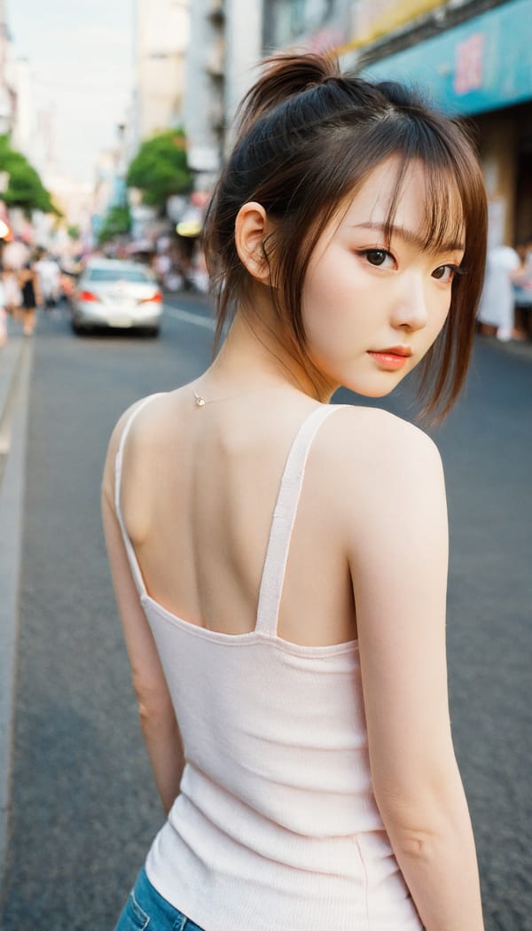 Tags: 21872187, SDXL
{"3": {"inputs": {"seed": 835969789082859, "steps": 32, "cfg": 6.88, "sampler_name": "dpmpp_2m", "scheduler": "karras", "denoise": 1.0, "model": ["27", 0], "positive": ["6", 0], "negative": ["7", 0], "latent_image": ["5", 0]}, "class_type": "KSampler"}, "4": {"inputs": {"ckpt_name": "leosamsHelloworldSDXL_helloworldSDXL32DPO.safetensors"}, "class_type": "CheckpointLoaderSimple"}, "5": {"inputs": {"width": 768, "height": 1344, "batch_size": 1}, "class_type": "EmptyLatentImage"}, "6": {"inputs": {"text": "23 year old girl, (japanese:1.12), (russian:1.13), (double eyelids:1.10), (cute:1.01), (blush:1.07), (beautiful eyes:1.12), (eyelashes:0.96), (seductive pose:0.99), (idol:0.95), (detailed face:1.00), (temptress:1.00), (slim:1.05), (pale skin:0.96), (seductive facial expression:1.08), (on all fours:0.97), (spreading ass cheeks:1.00), (from behind:1.06), (backboob:1.13), (white tanktop:1.04), busy street, (textured skin:1.05), (film:1.01), (candid cinema:1.00), (soft lighting:1.08), (RAW:1.05), (portra:1.02), (natural looking skin:1.07), (detailed skin:1.09), (skin fuzz:1.04)", "clip": ["27", 1]}, "class_type": "CLIPTextEncode"}, "7": {"inputs": {"text": "(watermark:1.13), (low resolution:1.06), (bad hands:1.09), (open mouth:1.11), (twisted:1.06), (distorted:1.09), (worst quality:1.10)", "clip": ["27", 1]}, "class_type": "CLIPTextEncode"}, "8": {"inputs": {"samples": ["3", 0], "vae": ["4", 2]}, "class_type": "VAEDecode"}, "25": {"inputs": {"lora_name": "nudify_xl.safetensors", "strength_model": 0.27, "strength_clip": 0.05, "model": ["4", 0], "clip": ["4", 1]}, "class_type": "LoraLoader"}, "26": {"inputs": {"lora_name": "shirtlift_SDXL_v2.safetensors", "strength_model": 0.05, "strength_clip": 0.19, "model": ["25", 0], "clip": ["25", 1]}, "class_type": "LoraLoader"}, "27": {"inputs": {"lora_name": "PerfectEyesXL.safetensors", "strength_model": 0.18, "strength_clip": 0.07, "model": ["26", 0], "clip": ["26", 1]}, "class_type": "LoraLoader"}, "30": {"inputs": {"model_name": "4x_NMKD-Superscale-SP_178000_G.pth"}, "class_type": "UpscaleModelLoader"}, "31": {"inputs": {"upscale_model": ["30", 0], "image": ["8", 0]}, "class_type": "ImageUpscaleWithModel"}, "32": {"inputs": {"upscale_method": "lanczos", "scale_by": 0.5, "image": ["31", 0]}, "class_type": "ImageScaleBy"}, "33": {"inputs": {"pixels": ["32", 0], "vae": ["4", 2]}, "class_type": "VAEEncode"}, "34": {"inputs": {"seed": 835969789082859, "steps": 32, "cfg": 6.88, "sampler_name": "dpmpp_2m", "scheduler": "karras", "denoise": 0.3, "model": ["27", 0], "positive": ["6", 0], "negative": ["7", 0], "latent_image": ["33", 0]}, "class_type": "KSampler"}, "36": {"inputs": {"samples": ["34", 0], "vae": ["4", 2]}, "class_type": "VAEDecode"}, "39": {"inputs": {"filename_prefix": "comfyapi-1707317267692", "images": ["36", 0]}, "class_type": "SaveImage"}}