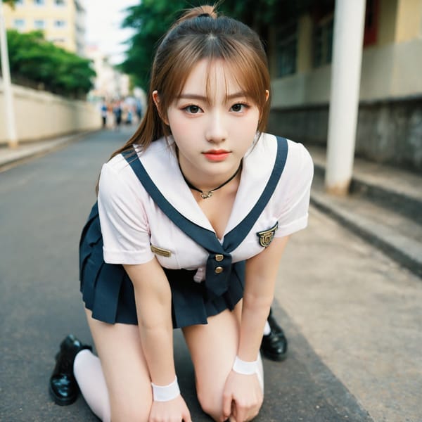 Tags: 21872187, SDXL
{"3": {"inputs": {"seed": 867360056722002, "steps": 64, "cfg": 6.98, "sampler_name": "dpmpp_2m", "scheduler": "karras", "denoise": 1.0, "model": ["27", 0], "positive": ["6", 0], "negative": ["7", 0], "latent_image": ["5", 0]}, "class_type": "KSampler"}, "4": {"inputs": {"ckpt_name": "leosamsHelloworldSDXL_helloworldSDXL32DPO.safetensors"}, "class_type": "CheckpointLoaderSimple"}, "5": {"inputs": {"width": 1024, "height": 1024, "batch_size": 1}, "class_type": "EmptyLatentImage"}, "6": {"inputs": {"text": "21 year old girl, (beautiful eyes:1.11), (blush:1.01), (seductive pose:0.99), (slim:0.98), (double eyelids:1.05), (seductive facial expression:1.10), (idol:0.97), (detailed face:1.13), (eyelashes:1.07), (pale skin:1.05), (cute:1.09), (temptress:1.12), (sexy lips:1.05), (on all fours:1.02), (spreading ass cheeks:1.12), (from behind:1.14), (backboob:1.12), (school uniform:1.09), choker, busy street, (film:1.02), (natural looking skin:1.03), (portra:1.08), (candid cinema:1.08), (soft lighting:1.07), (detailed skin:1.00), (RAW:1.06), (textured skin:1.04), (skin fuzz:1.08)", "clip": ["27", 1]}, "class_type": "CLIPTextEncode"}, "7": {"inputs": {"text": "(bad hands:1.11), (watermark:1.12), (twisted:1.11), (worst quality:1.10), (distorted:1.11), (open mouth:1.07), (low resolution:1.07)", "clip": ["27", 1]}, "class_type": "CLIPTextEncode"}, "8": {"inputs": {"samples": ["3", 0], "vae": ["4", 2]}, "class_type": "VAEDecode"}, "25": {"inputs": {"lora_name": "nudify_xl.safetensors", "strength_model": 0.22, "strength_clip": 0.38, "model": ["4", 0], "clip": ["4", 1]}, "class_type": "LoraLoader"}, "26": {"inputs": {"lora_name": "shirtlift_SDXL_v2.safetensors", "strength_model": 0.07, "strength_clip": 0.06, "model": ["25", 0], "clip": ["25", 1]}, "class_type": "LoraLoader"}, "27": {"inputs": {"lora_name": "PerfectEyesXL.safetensors", "strength_model": 0.08, "strength_clip": 0.09, "model": ["26", 0], "clip": ["26", 1]}, "class_type": "LoraLoader"}, "30": {"inputs": {"model_name": "4x_NMKD-Superscale-SP_178000_G.pth"}, "class_type": "UpscaleModelLoader"}, "31": {"inputs": {"upscale_model": ["30", 0], "image": ["8", 0]}, "class_type": "ImageUpscaleWithModel"}, "32": {"inputs": {"upscale_method": "lanczos", "scale_by": 0.5, "image": ["31", 0]}, "class_type": "ImageScaleBy"}, "33": {"inputs": {"pixels": ["32", 0], "vae": ["4", 2]}, "class_type": "VAEEncode"}, "34": {"inputs": {"seed": 867360056722002, "steps": 64, "cfg": 6.98, "sampler_name": "dpmpp_2m", "scheduler": "karras", "denoise": 0.3, "model": ["27", 0], "positive": ["6", 0], "negative": ["7", 0], "latent_image": ["33", 0]}, "class_type": "KSampler"}, "36": {"inputs": {"samples": ["34", 0], "vae": ["4", 2]}, "class_type": "VAEDecode"}, "39": {"inputs": {"filename_prefix": "comfyapi-1707431929102", "images": ["36", 0]}, "class_type": "SaveImage"}}