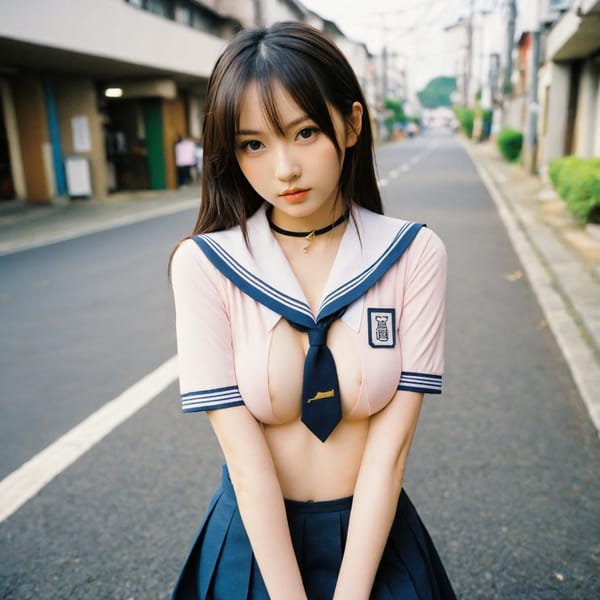 Tags: 21872187, SDXL
{"3": {"inputs": {"seed": 736096909881324, "steps": 64, "cfg": 7.13, "sampler_name": "dpmpp_2m", "scheduler": "karras", "denoise": 1.0, "model": ["27", 0], "positive": ["6", 0], "negative": ["7", 0], "latent_image": ["5", 0]}, "class_type": "KSampler"}, "4": {"inputs": {"ckpt_name": "helloworldxl.safetensors"}, "class_type": "CheckpointLoaderSimple"}, "5": {"inputs": {"width": 1024, "height": 1024, "batch_size": 1}, "class_type": "EmptyLatentImage"}, "6": {"inputs": {"text": "25 year old girl, (japanese:1.12), (pale skin:1.06), (beautiful eyes:1.09), (sexy lips:1.07), (detailed face:1.13), (double eyelids:0.96), (temptress:1.03), (seductive pose:1.04), (seductive facial expression:0.98), (idol:1.06), (blush:1.09), (cute:1.14), (eyelashes:0.98), (slim:0.95), (in a seductive pose:1.04), (large perky breasts:1.04), (cleavage:1.12), (thigh gap:1.08), (school uniform:1.11), choker, busy street, (textured skin:1.00), (skin fuzz:1.04), (film:1.07), (detailed skin:1.00), (portra:1.03), (RAW:1.08), (soft lighting:1.07), (natural looking skin:1.03), (candid cinema:1.02)", "clip": ["27", 1]}, "class_type": "CLIPTextEncode"}, "7": {"inputs": {"text": "(worst quality:1.05), (twisted:1.09), (open mouth:1.09), (watermark:1.14), (bad hands:1.10), (low resolution:1.11), (distorted:1.07)", "clip": ["27", 1]}, "class_type": "CLIPTextEncode"}, "8": {"inputs": {"samples": ["3", 0], "vae": ["4", 2]}, "class_type": "VAEDecode"}, "25": {"inputs": {"lora_name": "nudify_xl.safetensors", "strength_model": 0.37, "strength_clip": 0.17, "model": ["4", 0], "clip": ["4", 1]}, "class_type": "LoraLoader"}, "26": {"inputs": {"lora_name": "shirtlift_SDXL_v2.safetensors", "strength_model": 0.06, "strength_clip": 0.03, "model": ["25", 0], "clip": ["25", 1]}, "class_type": "LoraLoader"}, "27": {"inputs": {"lora_name": "PerfectEyesXL.safetensors", "strength_model": 0.07, "strength_clip": 0.08, "model": ["26", 0], "clip": ["26", 1]}, "class_type": "LoraLoader"}, "30": {"inputs": {"model_name": "4x_NMKD-Superscale-SP_178000_G.pth"}, "class_type": "UpscaleModelLoader"}, "31": {"inputs": {"upscale_model": ["30", 0], "image": ["8", 0]}, "class_type": "ImageUpscaleWithModel"}, "32": {"inputs": {"upscale_method": "lanczos", "scale_by": 0.5, "image": ["31", 0]}, "class_type": "ImageScaleBy"}, "33": {"inputs": {"pixels": ["32", 0], "vae": ["4", 2]}, "class_type": "VAEEncode"}, "34": {"inputs": {"seed": 736096909881324, "steps": 64, "cfg": 7.13, "sampler_name": "dpmpp_2m", "scheduler": "karras", "denoise": 0.3, "model": ["27", 0], "positive": ["6", 0], "negative": ["7", 0], "latent_image": ["33", 0]}, "class_type": "KSampler"}, "36": {"inputs": {"samples": ["34", 0], "vae": ["4", 2]}, "class_type": "VAEDecode"}, "39": {"inputs": {"filename_prefix": "comfyapi-1734594242033", "images": ["36", 0]}, "class_type": "SaveImage"}}