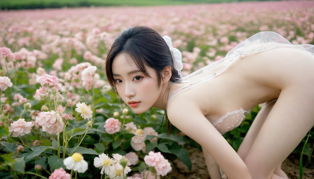 Tags: 21872187, SDXL
{"3": {"inputs": {"seed": 168105436484729, "steps": 64, "cfg": 6.48, "sampler_name": "dpmpp_2m", "scheduler": "karras", "denoise": 1.0, "model": ["27", 0], "positive": ["6", 0], "negative": ["7", 0], "latent_image": ["5", 0]}, "class_type": "KSampler"}, "4": {"inputs": {"ckpt_name": "helloworldxl.safetensors"}, "class_type": "CheckpointLoaderSimple"}, "5": {"inputs": {"width": 1344, "height": 768, "batch_size": 1}, "class_type": "EmptyLatentImage"}, "6": {"inputs": {"text": "21 year old girl, (korean:1.14), (chinese:1.03), (slim:1.05), (beautiful eyes:0.98), (seductive pose:1.09), (detailed face:1.08), (blush:1.00), (temptress:1.09), (seductive facial expression:1.08), (sexy lips:0.97), (eyelashes:1.14), (double eyelids:1.11), (pale skin:1.00), (cute:1.08), (on all fours:1.03), (spreading ass cheeks:1.07), (from behind:1.09), (backboob:0.95), wearing (translucent clothes:1.12) on a flower field, (film:1.04), (skin fuzz:1.07), (RAW:1.07), (detailed skin:1.00), (soft lighting:1.06), (natural looking skin:1.06), (candid cinema:1.09), (portra:1.01)", "clip": ["27", 1]}, "class_type": "CLIPTextEncode"}, "7": {"inputs": {"text": "(open mouth:1.12), (bad hands:1.05), (low resolution:1.08), (distorted:1.09), (twisted:1.14), (watermark:1.14), (worst quality:1.06)", "clip": ["27", 1]}, "class_type": "CLIPTextEncode"}, "8": {"inputs": {"samples": ["3", 0], "vae": ["4", 2]}, "class_type": "VAEDecode"}, "25": {"inputs": {"lora_name": "nudify_xl.safetensors", "strength_model": 0.04, "strength_clip": 0.07, "model": ["4", 0], "clip": ["4", 1]}, "class_type": "LoraLoader"}, "26": {"inputs": {"lora_name": "shirtlift_SDXL_v2.safetensors", "strength_model": 0.14, "strength_clip": 0.15, "model": ["25", 0], "clip": ["25", 1]}, "class_type": "LoraLoader"}, "27": {"inputs": {"lora_name": "PerfectEyesXL.safetensors", "strength_model": 0.01, "strength_clip": 0.0, "model": ["26", 0], "clip": ["26", 1]}, "class_type": "LoraLoader"}, "30": {"inputs": {"model_name": "4x_NMKD-Superscale-SP_178000_G.pth"}, "class_type": "UpscaleModelLoader"}, "31": {"inputs": {"upscale_model": ["30", 0], "image": ["8", 0]}, "class_type": "ImageUpscaleWithModel"}, "32": {"inputs": {"upscale_method": "lanczos", "scale_by": 0.5, "image": ["31", 0]}, "class_type": "ImageScaleBy"}, "33": {"inputs": {"pixels": ["32", 0], "vae": ["4", 2]}, "class_type": "VAEEncode"}, "34": {"inputs": {"seed": 168105436484729, "steps": 64, "cfg": 6.48, "sampler_name": "dpmpp_2m", "scheduler": "karras", "denoise": 0.3, "model": ["27", 0], "positive": ["6", 0], "negative": ["7", 0], "latent_image": ["33", 0]}, "class_type": "KSampler"}, "36": {"inputs": {"samples": ["34", 0], "vae": ["4", 2]}, "class_type": "VAEDecode"}, "39": {"inputs": {"filename_prefix": "comfyapi-1718916983105", "images": ["36", 0]}, "class_type": "SaveImage"}}