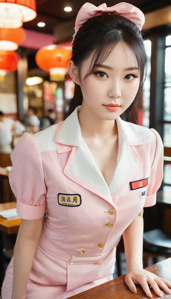 Tags: 21872187, SDXL
{"3": {"inputs": {"seed": 174488048635853, "steps": 32, "cfg": 5.54, "sampler_name": "dpmpp_2m", "scheduler": "karras", "denoise": 1.0, "model": ["27", 0], "positive": ["6", 0], "negative": ["7", 0], "latent_image": ["5", 0]}, "class_type": "KSampler"}, "4": {"inputs": {"ckpt_name": "juggernautxl.safetensors"}, "class_type": "CheckpointLoaderSimple"}, "5": {"inputs": {"width": 768, "height": 1344, "batch_size": 1}, "class_type": "EmptyLatentImage"}, "6": {"inputs": {"text": "21 year old girl, (chinese:0.98), (idol:1.06), (slim:1.07), (blush:1.13), (temptress:1.12), (pale skin:1.00), (seductive pose:1.11), (beautiful eyes:1.08), (eyelashes:1.00), (cute:1.10), (seductive facial expression:1.07), (double eyelids:0.98), (detailed face:1.13), (sexy lips:0.97), (on all fours:1.13), (spreading ass cheeks:1.10), (from behind:1.08), (backboob:1.03), (a waitress in uniform:1.14) working at a restaurant, (skin fuzz:1.04), (natural looking skin:1.03), (candid cinema:1.04), (portra:1.06), (textured skin:1.03), (soft lighting:1.09), (RAW:1.03), (film:1.04), (detailed skin:1.08)", "clip": ["27", 1]}, "class_type": "CLIPTextEncode"}, "7": {"inputs": {"text": "(worst quality:1.12), (open mouth:1.06), (distorted:1.06), (twisted:1.13), (watermark:1.10), (low resolution:1.08), (bad hands:1.12)", "clip": ["27", 1]}, "class_type": "CLIPTextEncode"}, "8": {"inputs": {"samples": ["3", 0], "vae": ["4", 2]}, "class_type": "VAEDecode"}, "25": {"inputs": {"lora_name": "nudify_xl.safetensors", "strength_model": 0.16, "strength_clip": 0.2, "model": ["4", 0], "clip": ["4", 1]}, "class_type": "LoraLoader"}, "26": {"inputs": {"lora_name": "shirtlift_SDXL_v2.safetensors", "strength_model": 0.09, "strength_clip": 0.18, "model": ["25", 0], "clip": ["25", 1]}, "class_type": "LoraLoader"}, "27": {"inputs": {"lora_name": "PerfectEyesXL.safetensors", "strength_model": 0.13, "strength_clip": 0.17, "model": ["26", 0], "clip": ["26", 1]}, "class_type": "LoraLoader"}, "30": {"inputs": {"model_name": "4x_NMKD-Superscale-SP_178000_G.pth"}, "class_type": "UpscaleModelLoader"}, "31": {"inputs": {"upscale_model": ["30", 0], "image": ["8", 0]}, "class_type": "ImageUpscaleWithModel"}, "32": {"inputs": {"upscale_method": "lanczos", "scale_by": 0.5, "image": ["31", 0]}, "class_type": "ImageScaleBy"}, "33": {"inputs": {"pixels": ["32", 0], "vae": ["4", 2]}, "class_type": "VAEEncode"}, "34": {"inputs": {"seed": 174488048635853, "steps": 32, "cfg": 5.54, "sampler_name": "dpmpp_2m", "scheduler": "karras", "denoise": 0.3, "model": ["27", 0], "positive": ["6", 0], "negative": ["7", 0], "latent_image": ["33", 0]}, "class_type": "KSampler"}, "36": {"inputs": {"samples": ["34", 0], "vae": ["4", 2]}, "class_type": "VAEDecode"}, "39": {"inputs": {"filename_prefix": "comfyapi-1723853245568", "images": ["36", 0]}, "class_type": "SaveImage"}}