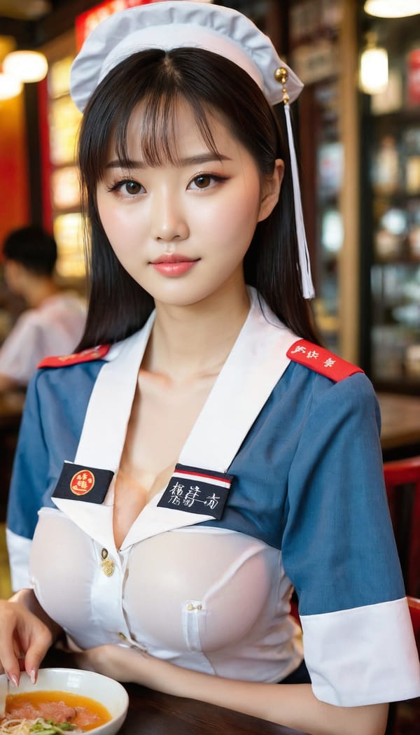 Tags: 21872187, SDXL
{"3": {"inputs": {"seed": 918923084241213, "steps": 32, "cfg": 7.66, "sampler_name": "dpmpp_2m", "scheduler": "karras", "denoise": 1.0, "model": ["27", 0], "positive": ["6", 0], "negative": ["7", 0], "latent_image": ["5", 0]}, "class_type": "KSampler"}, "4": {"inputs": {"ckpt_name": "juggernautxl.safetensors"}, "class_type": "CheckpointLoaderSimple"}, "5": {"inputs": {"width": 768, "height": 1344, "batch_size": 1}, "class_type": "EmptyLatentImage"}, "6": {"inputs": {"text": "18 year old girl, (taiwanese:0.95), (chinese:1.04), (blush:0.99), (cute:1.08), (double eyelids:1.03), (sexy lips:1.13), (eyelashes:1.06), (seductive pose:1.06), (idol:1.05), (beautiful eyes:1.02), (temptress:1.12), (seductive facial expression:1.02), (detailed face:1.09), (pale skin:0.96), (in a seductive pose:1.09), (large perky breasts:1.08), (cleavage:1.14), (thigh gap:1.00), (a waitress in uniform:1.07) working at a restaurant, (detailed skin:1.03), (RAW:1.08), (film:1.08), (natural looking skin:1.01), (candid cinema:1.02), (portra:1.01), (soft lighting:1.08), (skin fuzz:1.09), (textured skin:1.08)", "clip": ["27", 1]}, "class_type": "CLIPTextEncode"}, "7": {"inputs": {"text": "(low resolution:1.14), (bad hands:1.13), (distorted:1.12), (twisted:1.08), (worst quality:1.06), (watermark:1.13), (open mouth:1.06)", "clip": ["27", 1]}, "class_type": "CLIPTextEncode"}, "8": {"inputs": {"samples": ["3", 0], "vae": ["4", 2]}, "class_type": "VAEDecode"}, "25": {"inputs": {"lora_name": "nudify_xl.safetensors", "strength_model": 0.27, "strength_clip": 0.13, "model": ["4", 0], "clip": ["4", 1]}, "class_type": "LoraLoader"}, "26": {"inputs": {"lora_name": "shirtlift_SDXL_v2.safetensors", "strength_model": 0.1, "strength_clip": 0.0, "model": ["25", 0], "clip": ["25", 1]}, "class_type": "LoraLoader"}, "27": {"inputs": {"lora_name": "PerfectEyesXL.safetensors", "strength_model": 0.11, "strength_clip": 0.14, "model": ["26", 0], "clip": ["26", 1]}, "class_type": "LoraLoader"}, "30": {"inputs": {"model_name": "4x_NMKD-Superscale-SP_178000_G.pth"}, "class_type": "UpscaleModelLoader"}, "31": {"inputs": {"upscale_model": ["30", 0], "image": ["8", 0]}, "class_type": "ImageUpscaleWithModel"}, "32": {"inputs": {"upscale_method": "lanczos", "scale_by": 0.5, "image": ["31", 0]}, "class_type": "ImageScaleBy"}, "33": {"inputs": {"pixels": ["32", 0], "vae": ["4", 2]}, "class_type": "VAEEncode"}, "34": {"inputs": {"seed": 918923084241213, "steps": 32, "cfg": 7.66, "sampler_name": "dpmpp_2m", "scheduler": "karras", "denoise": 0.3, "model": ["27", 0], "positive": ["6", 0], "negative": ["7", 0], "latent_image": ["33", 0]}, "class_type": "KSampler"}, "36": {"inputs": {"samples": ["34", 0], "vae": ["4", 2]}, "class_type": "VAEDecode"}, "39": {"inputs": {"filename_prefix": "comfyapi-1713364130747", "images": ["36", 0]}, "class_type": "SaveImage"}}