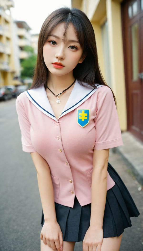 Tags: 21872187, SDXL
{"3": {"inputs": {"seed": 257723412125635, "steps": 64, "cfg": 6.62, "sampler_name": "dpmpp_2m", "scheduler": "karras", "denoise": 1.0, "model": ["27", 0], "positive": ["6", 0], "negative": ["7", 0], "latent_image": ["5", 0]}, "class_type": "KSampler"}, "4": {"inputs": {"ckpt_name": "leosamsHelloworldSDXL_helloworldSDXL32DPO.safetensors"}, "class_type": "CheckpointLoaderSimple"}, "5": {"inputs": {"width": 768, "height": 1344, "batch_size": 1}, "class_type": "EmptyLatentImage"}, "6": {"inputs": {"text": "24 year old girl, (ukrainian:1.10), (taiwanese:1.01), (beautiful eyes:1.00), (blush:1.13), (pale skin:0.96), (seductive facial expression:0.99), (double eyelids:0.95), (eyelashes:1.06), (slim:0.99), (cute:1.09), (sexy lips:1.08), (idol:1.06), (detailed face:1.10), (seductive pose:0.96), (in a seductive pose:1.13), (large perky breasts:1.00), (cleavage:0.99), (thigh gap:1.09), (school uniform:1.14), choker, busy street, (soft lighting:1.07), (textured skin:1.02), (natural looking skin:1.08), (detailed skin:1.07), (skin fuzz:1.09), (film:1.09), (portra:1.04), (RAW:1.04), (candid cinema:1.09)", "clip": ["27", 1]}, "class_type": "CLIPTextEncode"}, "7": {"inputs": {"text": "(bad hands:1.13), (worst quality:1.07), (open mouth:1.05), (low resolution:1.08), (distorted:1.06), (watermark:1.11), (twisted:1.13)", "clip": ["27", 1]}, "class_type": "CLIPTextEncode"}, "8": {"inputs": {"samples": ["3", 0], "vae": ["4", 2]}, "class_type": "VAEDecode"}, "25": {"inputs": {"lora_name": "nudify_xl.safetensors", "strength_model": 0.09, "strength_clip": 0.24, "model": ["4", 0], "clip": ["4", 1]}, "class_type": "LoraLoader"}, "26": {"inputs": {"lora_name": "shirtlift_SDXL_v2.safetensors", "strength_model": 0.0, "strength_clip": 0.14, "model": ["25", 0], "clip": ["25", 1]}, "class_type": "LoraLoader"}, "27": {"inputs": {"lora_name": "PerfectEyesXL.safetensors", "strength_model": 0.01, "strength_clip": 0.02, "model": ["26", 0], "clip": ["26", 1]}, "class_type": "LoraLoader"}, "30": {"inputs": {"model_name": "4x_NMKD-Superscale-SP_178000_G.pth"}, "class_type": "UpscaleModelLoader"}, "31": {"inputs": {"upscale_model": ["30", 0], "image": ["8", 0]}, "class_type": "ImageUpscaleWithModel"}, "32": {"inputs": {"upscale_method": "lanczos", "scale_by": 0.5, "image": ["31", 0]}, "class_type": "ImageScaleBy"}, "33": {"inputs": {"pixels": ["32", 0], "vae": ["4", 2]}, "class_type": "VAEEncode"}, "34": {"inputs": {"seed": 257723412125635, "steps": 64, "cfg": 6.62, "sampler_name": "dpmpp_2m", "scheduler": "karras", "denoise": 0.3, "model": ["27", 0], "positive": ["6", 0], "negative": ["7", 0], "latent_image": ["33", 0]}, "class_type": "KSampler"}, "36": {"inputs": {"samples": ["34", 0], "vae": ["4", 2]}, "class_type": "VAEDecode"}, "39": {"inputs": {"filename_prefix": "comfyapi-1707514785245", "images": ["36", 0]}, "class_type": "SaveImage"}}