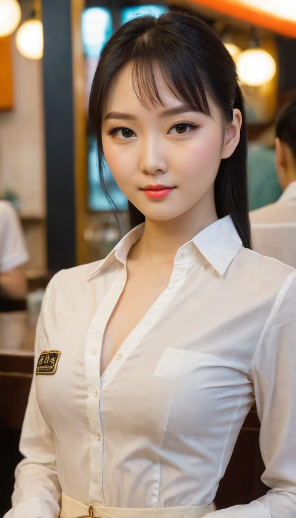 Tags: 21872187, SDXL
{"3": {"inputs": {"seed": 462279431054523, "steps": 32, "cfg": 5.81, "sampler_name": "dpmpp_2m", "scheduler": "karras", "denoise": 1.0, "model": ["27", 0], "positive": ["6", 0], "negative": ["7", 0], "latent_image": ["5", 0]}, "class_type": "KSampler"}, "4": {"inputs": {"ckpt_name": "juggernautXL_v8Rundiffusion.safetensors"}, "class_type": "CheckpointLoaderSimple"}, "5": {"inputs": {"width": 768, "height": 1344, "batch_size": 1}, "class_type": "EmptyLatentImage"}, "6": {"inputs": {"text": "27 year old girl, (ukrainian:1.10), (taiwanese:0.97), (korean:1.07), (chinese:1.07), (sexy lips:1.01), (slim:1.03), (pale skin:0.96), (detailed face:1.00), (cute:0.96), (eyelashes:1.02), (idol:1.05), (temptress:1.02), (seductive facial expression:0.96), (seductive pose:1.09), (blush:1.06), (double eyelids:1.06), (beautiful eyes:1.04), (perky ass:0.95), (exposed ass:1.05), (looking back:1.02), (sexy ass:1.11), (thigh gap:1.09), (a waitress in uniform:0.99) working at a restaurant, (textured skin:1.00), (soft lighting:1.02), (skin fuzz:1.07), (film:1.08), (natural looking skin:1.02), (candid cinema:1.08), (RAW:1.05), (detailed skin:1.06), (portra:1.00)", "clip": ["27", 1]}, "class_type": "CLIPTextEncode"}, "7": {"inputs": {"text": "(worst quality:1.14), (bad hands:1.11), (watermark:1.13), (distorted:1.05), (open mouth:1.07), (twisted:1.05)", "clip": ["27", 1]}, "class_type": "CLIPTextEncode"}, "8": {"inputs": {"samples": ["3", 0], "vae": ["4", 2]}, "class_type": "VAEDecode"}, "25": {"inputs": {"lora_name": "nudify_xl.safetensors", "strength_model": 0.22, "strength_clip": 0.25, "model": ["4", 0], "clip": ["4", 1]}, "class_type": "LoraLoader"}, "26": {"inputs": {"lora_name": "shirtlift_SDXL_v2.safetensors", "strength_model": 0.03, "strength_clip": 0.13, "model": ["25", 0], "clip": ["25", 1]}, "class_type": "LoraLoader"}, "27": {"inputs": {"lora_name": "PerfectEyesXL.safetensors", "strength_model": 0.12, "strength_clip": 0.13, "model": ["26", 0], "clip": ["26", 1]}, "class_type": "LoraLoader"}, "30": {"inputs": {"model_name": "4x_NMKD-Superscale-SP_178000_G.pth"}, "class_type": "UpscaleModelLoader"}, "31": {"inputs": {"upscale_model": ["30", 0], "image": ["8", 0]}, "class_type": "ImageUpscaleWithModel"}, "32": {"inputs": {"upscale_method": "lanczos", "scale_by": 0.5, "image": ["31", 0]}, "class_type": "ImageScaleBy"}, "33": {"inputs": {"pixels": ["32", 0], "vae": ["4", 2]}, "class_type": "VAEEncode"}, "34": {"inputs": {"seed": 462279431054523, "steps": 32, "cfg": 5.81, "sampler_name": "dpmpp_2m", "scheduler": "karras", "denoise": 0.3, "model": ["27", 0], "positive": ["6", 0], "negative": ["7", 0], "latent_image": ["33", 0]}, "class_type": "KSampler"}, "36": {"inputs": {"samples": ["34", 0], "vae": ["4", 2]}, "class_type": "VAEDecode"}, "39": {"inputs": {"filename_prefix": "comfyapi-1707499278765", "images": ["36", 0]}, "class_type": "SaveImage"}}