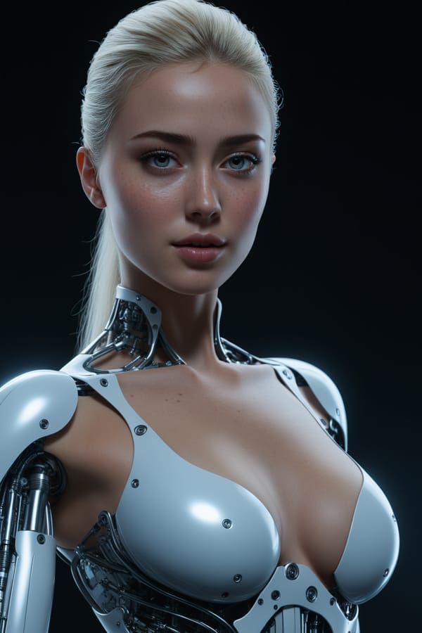 Tags: undefined
her medium breasts are perky with small nipples, professional detailed 3d model 1 robot blond woman, cyborg, black ,looking at viewer, mechanical ,concept robot, background is many futuristic buildings at night with neon signs, night, Future science and technology, highly detailed,  sharp, detailed, from above ,upper body, masterpiece, best quality, octane render, highly detailed, volumetric, dramatic lighting, freckles, realistic, textured skin, 4k, hdr, detached flash, (2b:0.3), <lora:JuggerCineXL2:1.0>
Negative prompt: ugly, deformed, noisy, low poly, blurry, painting, nsfw,armor,headphones,, nsfw,
Steps: 36, Sampler: Euler a, CFG scale: 7, Seed: 1792623875, Size: 768x1152, Model hash: c9e3e68f89, Model: juggernautXL_v9Rundiffusionphoto2, Denoising strength: 0.3, Hires upscale: 1.5, Hires steps: 12, Hires upscaler: R-ESRGAN 4x+, Lora hashes: "JuggerCineXL2: 91f68961ddc0", Version: v1.7.0