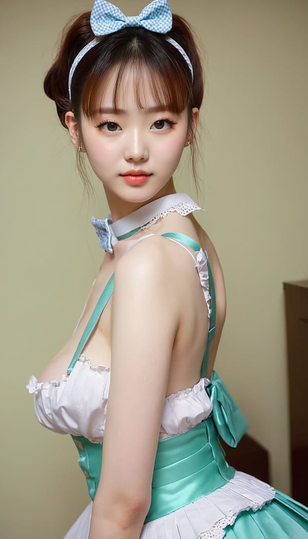 Tags: 21872187, SDXL
{"3": {"inputs": {"seed": 751527341265247, "steps": 64, "cfg": 7.51, "sampler_name": "dpmpp_2m", "scheduler": "karras", "denoise": 1.0, "model": ["27", 0], "positive": ["6", 0], "negative": ["7", 0], "latent_image": ["5", 0]}, "class_type": "KSampler"}, "4": {"inputs": {"ckpt_name": "juggernautxl.safetensors"}, "class_type": "CheckpointLoaderSimple"}, "5": {"inputs": {"width": 768, "height": 1344, "batch_size": 1}, "class_type": "EmptyLatentImage"}, "6": {"inputs": {"text": "21 year old girl, (ukrainian:1.08), (korean:1.12), (irish:1.11), (double eyelids:1.04), (pale skin:1.06), (eyelashes:1.04), (seductive pose:1.09), (slim:0.95), (idol:1.10), (cute:1.05), (sexy lips:1.13), (detailed face:0.98), (seductive facial expression:1.11), (beautiful eyes:1.04), (on all fours:1.11), (spreading ass cheeks:0.97), (from behind:1.10), (backboob:1.05), in a (skimpy maid costume:0.96) working at a maid cafe, choker, bowtie, headband, pleated skirt, (RAW:1.07), (skin fuzz:1.01), (detailed skin:1.09), (film:1.01), (natural looking skin:1.02), (candid cinema:1.06), (soft lighting:1.08), (portra:1.04), (textured skin:1.08)", "clip": ["27", 1]}, "class_type": "CLIPTextEncode"}, "7": {"inputs": {"text": "(distorted:1.14), (watermark:1.09), (bad hands:1.09), (open mouth:1.13), (low resolution:1.14), (worst quality:1.06), (twisted:1.10)", "clip": ["27", 1]}, "class_type": "CLIPTextEncode"}, "8": {"inputs": {"samples": ["3", 0], "vae": ["4", 2]}, "class_type": "VAEDecode"}, "25": {"inputs": {"lora_name": "nudify_xl.safetensors", "strength_model": 0.05, "strength_clip": 0.35, "model": ["4", 0], "clip": ["4", 1]}, "class_type": "LoraLoader"}, "26": {"inputs": {"lora_name": "shirtlift_SDXL_v2.safetensors", "strength_model": 0.06, "strength_clip": 0.19, "model": ["25", 0], "clip": ["25", 1]}, "class_type": "LoraLoader"}, "27": {"inputs": {"lora_name": "PerfectEyesXL.safetensors", "strength_model": 0.12, "strength_clip": 0.14, "model": ["26", 0], "clip": ["26", 1]}, "class_type": "LoraLoader"}, "30": {"inputs": {"model_name": "4x_NMKD-Superscale-SP_178000_G.pth"}, "class_type": "UpscaleModelLoader"}, "31": {"inputs": {"upscale_model": ["30", 0], "image": ["8", 0]}, "class_type": "ImageUpscaleWithModel"}, "32": {"inputs": {"upscale_method": "lanczos", "scale_by": 0.5, "image": ["31", 0]}, "class_type": "ImageScaleBy"}, "33": {"inputs": {"pixels": ["32", 0], "vae": ["4", 2]}, "class_type": "VAEEncode"}, "34": {"inputs": {"seed": 751527341265247, "steps": 64, "cfg": 7.51, "sampler_name": "dpmpp_2m", "scheduler": "karras", "denoise": 0.3, "model": ["27", 0], "positive": ["6", 0], "negative": ["7", 0], "latent_image": ["33", 0]}, "class_type": "KSampler"}, "36": {"inputs": {"samples": ["34", 0], "vae": ["4", 2]}, "class_type": "VAEDecode"}, "39": {"inputs": {"filename_prefix": "comfyapi-1734880217532", "images": ["36", 0]}, "class_type": "SaveImage"}}