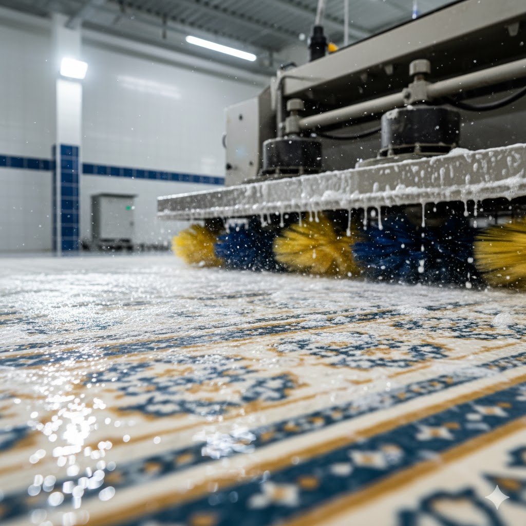 مرحله لکه‌گیری تخصصی فرش در کارخانه سهند