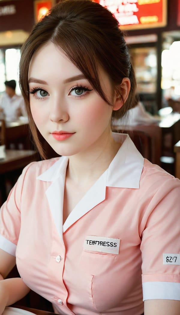 Tags: 21872187, SDXL
{"3": {"inputs": {"seed": 950346491251925, "steps": 32, "cfg": 7.08, "sampler_name": "dpmpp_2m", "scheduler": "karras", "denoise": 1.0, "model": ["27", 0], "positive": ["6", 0], "negative": ["7", 0], "latent_image": ["5", 0]}, "class_type": "KSampler"}, "4": {"inputs": {"ckpt_name": "juggernautXL_v8Rundiffusion.safetensors"}, "class_type": "CheckpointLoaderSimple"}, "5": {"inputs": {"width": 768, "height": 1344, "batch_size": 1}, "class_type": "EmptyLatentImage"}, "6": {"inputs": {"text": "19 year old girl, (cute:1.10), (seductive facial expression:0.97), (sexy lips:1.09), (pale skin:1.08), (blush:1.11), (beautiful eyes:1.13), (double eyelids:1.02), (detailed face:1.05), (temptress:1.11), (eyelashes:1.04), (slim:1.08), (seductive pose:0.95), (in a seductive pose:1.03), (large perky breasts:1.01), (cleavage:0.98), (thigh gap:0.95), (a waitress in uniform:0.99) working at a restaurant, (natural looking skin:1.02), (skin fuzz:1.08), (candid cinema:1.03), (detailed skin:1.09), (textured skin:1.03), (film:1.00), (RAW:1.06), (soft lighting:1.06), (portra:1.01)", "clip": ["27", 1]}, "class_type": "CLIPTextEncode"}, "7": {"inputs": {"text": "(low resolution:1.10), (watermark:1.05), (twisted:1.13), (open mouth:1.13), (distorted:1.13), (worst quality:1.13), (bad hands:1.08)", "clip": ["27", 1]}, "class_type": "CLIPTextEncode"}, "8": {"inputs": {"samples": ["3", 0], "vae": ["4", 2]}, "class_type": "VAEDecode"}, "25": {"inputs": {"lora_name": "nudify_xl.safetensors", "strength_model": 0.29, "strength_clip": 0.2, "model": ["4", 0], "clip": ["4", 1]}, "class_type": "LoraLoader"}, "26": {"inputs": {"lora_name": "shirtlift_SDXL_v2.safetensors", "strength_model": 0.02, "strength_clip": 0.15, "model": ["25", 0], "clip": ["25", 1]}, "class_type": "LoraLoader"}, "27": {"inputs": {"lora_name": "PerfectEyesXL.safetensors", "strength_model": 0.12, "strength_clip": 0.14, "model": ["26", 0], "clip": ["26", 1]}, "class_type": "LoraLoader"}, "30": {"inputs": {"model_name": "4x_NMKD-Superscale-SP_178000_G.pth"}, "class_type": "UpscaleModelLoader"}, "31": {"inputs": {"upscale_model": ["30", 0], "image": ["8", 0]}, "class_type": "ImageUpscaleWithModel"}, "32": {"inputs": {"upscale_method": "lanczos", "scale_by": 0.5, "image": ["31", 0]}, "class_type": "ImageScaleBy"}, "33": {"inputs": {"pixels": ["32", 0], "vae": ["4", 2]}, "class_type": "VAEEncode"}, "34": {"inputs": {"seed": 950346491251925, "steps": 32, "cfg": 7.08, "sampler_name": "dpmpp_2m", "scheduler": "karras", "denoise": 0.3, "model": ["27", 0], "positive": ["6", 0], "negative": ["7", 0], "latent_image": ["33", 0]}, "class_type": "KSampler"}, "36": {"inputs": {"samples": ["34", 0], "vae": ["4", 2]}, "class_type": "VAEDecode"}, "39": {"inputs": {"filename_prefix": "comfyapi-1707650727583", "images": ["36", 0]}, "class_type": "SaveImage"}}