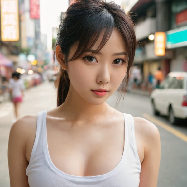 Tags: 21872187, SDXL
{"3": {"inputs": {"seed": 666707213314460, "steps": 64, "cfg": 5.01, "sampler_name": "dpmpp_2m", "scheduler": "karras", "denoise": 1.0, "model": ["27", 0], "positive": ["6", 0], "negative": ["7", 0], "latent_image": ["5", 0]}, "class_type": "KSampler"}, "4": {"inputs": {"ckpt_name": "juggernautxl.safetensors"}, "class_type": "CheckpointLoaderSimple"}, "5": {"inputs": {"width": 1024, "height": 1024, "batch_size": 1}, "class_type": "EmptyLatentImage"}, "6": {"inputs": {"text": "27 year old girl, (taiwanese:1.01), (beautiful eyes:1.13), (idol:0.97), (cute:1.07), (sexy lips:1.05), (seductive pose:0.99), (slim:0.96), (blush:1.10), (double eyelids:1.04), (temptress:1.04), (detailed face:0.97), (seductive facial expression:1.13), (eyelashes:1.05), (in a seductive pose:1.09), (large perky breasts:0.99), (cleavage:1.13), (thigh gap:1.10), (white tanktop:1.13), busy street, (candid cinema:1.03), (natural looking skin:1.06), (RAW:1.06), (soft lighting:1.09), (portra:1.08), (skin fuzz:1.02), (detailed skin:1.09), (film:1.04), (textured skin:1.09)", "clip": ["27", 1]}, "class_type": "CLIPTextEncode"}, "7": {"inputs": {"text": "(open mouth:1.11), (bad hands:1.07), (watermark:1.09), (low resolution:1.10), (distorted:1.13), (twisted:1.13), (worst quality:1.06)", "clip": ["27", 1]}, "class_type": "CLIPTextEncode"}, "8": {"inputs": {"samples": ["3", 0], "vae": ["4", 2]}, "class_type": "VAEDecode"}, "25": {"inputs": {"lora_name": "nudify_xl.safetensors", "strength_model": 0.19, "strength_clip": 0.07, "model": ["4", 0], "clip": ["4", 1]}, "class_type": "LoraLoader"}, "26": {"inputs": {"lora_name": "shirtlift_SDXL_v2.safetensors", "strength_model": 0.18, "strength_clip": 0.06, "model": ["25", 0], "clip": ["25", 1]}, "class_type": "LoraLoader"}, "27": {"inputs": {"lora_name": "PerfectEyesXL.safetensors", "strength_model": 0.04, "strength_clip": 0.09, "model": ["26", 0], "clip": ["26", 1]}, "class_type": "LoraLoader"}, "30": {"inputs": {"model_name": "4x_NMKD-Superscale-SP_178000_G.pth"}, "class_type": "UpscaleModelLoader"}, "31": {"inputs": {"upscale_model": ["30", 0], "image": ["8", 0]}, "class_type": "ImageUpscaleWithModel"}, "32": {"inputs": {"upscale_method": "lanczos", "scale_by": 0.5, "image": ["31", 0]}, "class_type": "ImageScaleBy"}, "33": {"inputs": {"pixels": ["32", 0], "vae": ["4", 2]}, "class_type": "VAEEncode"}, "34": {"inputs": {"seed": 666707213314460, "steps": 64, "cfg": 5.01, "sampler_name": "dpmpp_2m", "scheduler": "karras", "denoise": 0.3, "model": ["27", 0], "positive": ["6", 0], "negative": ["7", 0], "latent_image": ["33", 0]}, "class_type": "KSampler"}, "36": {"inputs": {"samples": ["34", 0], "vae": ["4", 2]}, "class_type": "VAEDecode"}, "39": {"inputs": {"filename_prefix": "comfyapi-1725645675168", "images": ["36", 0]}, "class_type": "SaveImage"}}