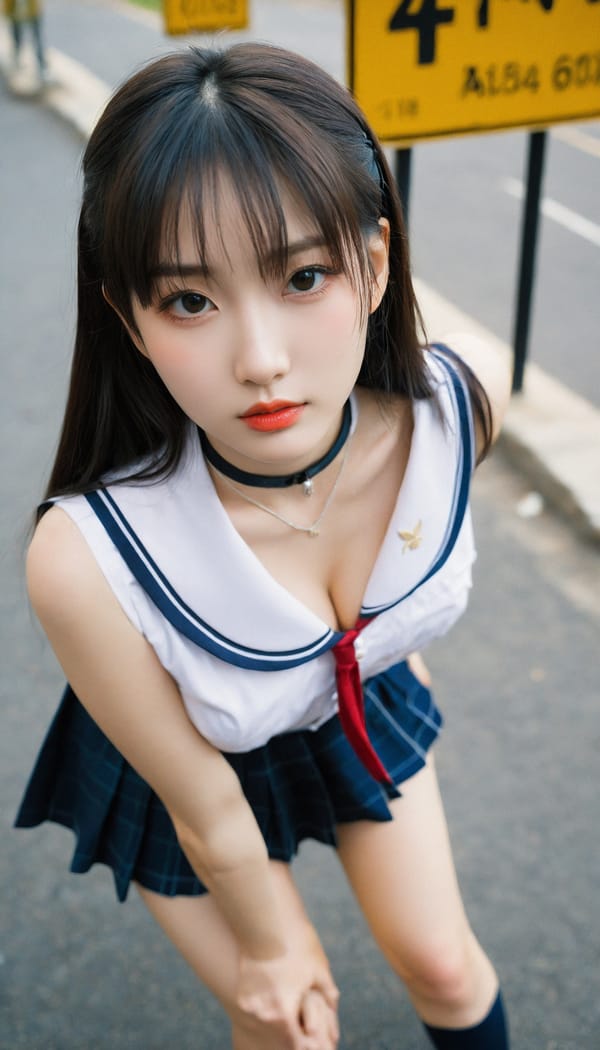 Tags: 21872187, SDXL
{"3": {"inputs": {"seed": 127228429242471, "steps": 32, "cfg": 6.59, "sampler_name": "dpmpp_2m", "scheduler": "karras", "denoise": 1.0, "model": ["27", 0], "positive": ["6", 0], "negative": ["7", 0], "latent_image": ["5", 0]}, "class_type": "KSampler"}, "4": {"inputs": {"ckpt_name": "helloworldxl.safetensors"}, "class_type": "CheckpointLoaderSimple"}, "5": {"inputs": {"width": 768, "height": 1344, "batch_size": 1}, "class_type": "EmptyLatentImage"}, "6": {"inputs": {"text": "22 year old girl, (chinese:1.06), (russian:1.09), (seductive pose:1.04), (cute:1.03), (double eyelids:0.99), (sexy lips:1.09), (detailed face:1.03), (pale skin:1.06), (slim:0.98), (idol:1.03), (beautiful eyes:1.10), (eyelashes:1.14), (blush:1.01), (temptress:1.07), (in a seductive pose:1.11), (large perky breasts:1.00), (cleavage:0.98), (thigh gap:1.04), (school uniform:1.14), choker, busy street, (candid cinema:1.01), (soft lighting:1.06), (natural looking skin:1.00), (textured skin:1.06), (skin fuzz:1.06), (film:1.01), (detailed skin:1.02), (portra:1.02), (RAW:1.08)", "clip": ["27", 1]}, "class_type": "CLIPTextEncode"}, "7": {"inputs": {"text": "(worst quality:1.13), (watermark:1.10), (distorted:1.12), (low resolution:1.13), (bad hands:1.08), (twisted:1.10), (open mouth:1.08)", "clip": ["27", 1]}, "class_type": "CLIPTextEncode"}, "8": {"inputs": {"samples": ["3", 0], "vae": ["4", 2]}, "class_type": "VAEDecode"}, "25": {"inputs": {"lora_name": "nudify_xl.safetensors", "strength_model": 0.01, "strength_clip": 0.26, "model": ["4", 0], "clip": ["4", 1]}, "class_type": "LoraLoader"}, "26": {"inputs": {"lora_name": "shirtlift_SDXL_v2.safetensors", "strength_model": 0.06, "strength_clip": 0.15, "model": ["25", 0], "clip": ["25", 1]}, "class_type": "LoraLoader"}, "27": {"inputs": {"lora_name": "PerfectEyesXL.safetensors", "strength_model": 0.0, "strength_clip": 0.03, "model": ["26", 0], "clip": ["26", 1]}, "class_type": "LoraLoader"}, "30": {"inputs": {"model_name": "4x_NMKD-Superscale-SP_178000_G.pth"}, "class_type": "UpscaleModelLoader"}, "31": {"inputs": {"upscale_model": ["30", 0], "image": ["8", 0]}, "class_type": "ImageUpscaleWithModel"}, "32": {"inputs": {"upscale_method": "lanczos", "scale_by": 0.5, "image": ["31", 0]}, "class_type": "ImageScaleBy"}, "33": {"inputs": {"pixels": ["32", 0], "vae": ["4", 2]}, "class_type": "VAEEncode"}, "34": {"inputs": {"seed": 127228429242471, "steps": 32, "cfg": 6.59, "sampler_name": "dpmpp_2m", "scheduler": "karras", "denoise": 0.3, "model": ["27", 0], "positive": ["6", 0], "negative": ["7", 0], "latent_image": ["33", 0]}, "class_type": "KSampler"}, "36": {"inputs": {"samples": ["34", 0], "vae": ["4", 2]}, "class_type": "VAEDecode"}, "39": {"inputs": {"filename_prefix": "comfyapi-1715489448210", "images": ["36", 0]}, "class_type": "SaveImage"}}