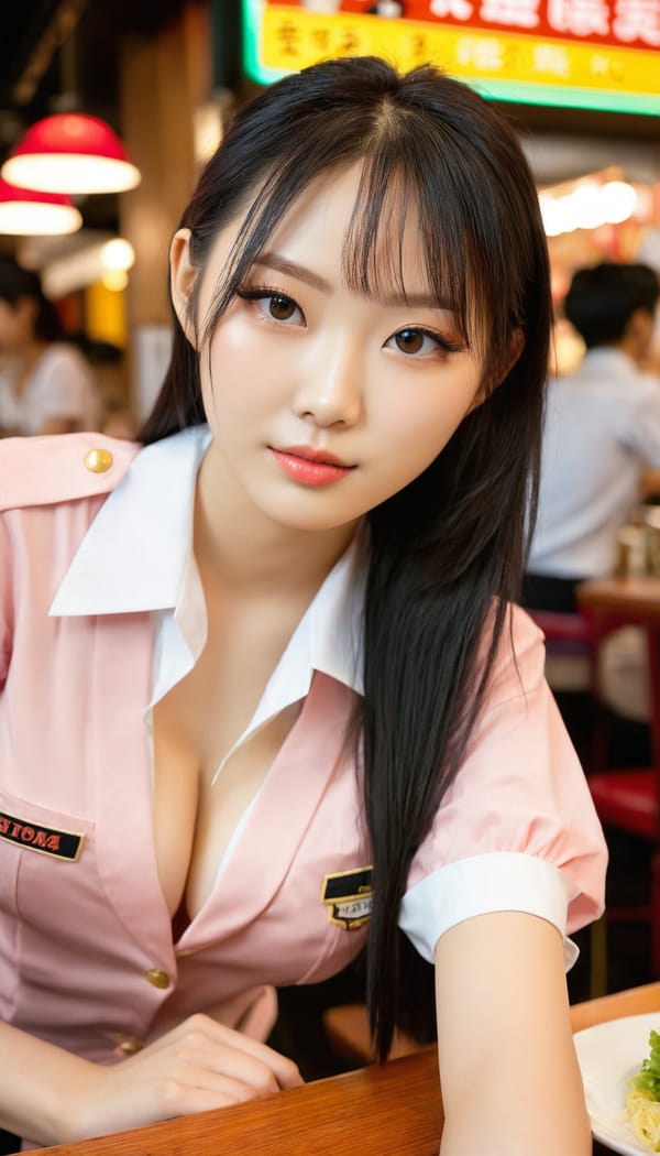 Tags: 21872187, SDXL
{"3": {"inputs": {"seed": 769705083748313, "steps": 64, "cfg": 6.39, "sampler_name": "dpmpp_2m", "scheduler": "karras", "denoise": 1.0, "model": ["27", 0], "positive": ["6", 0], "negative": ["7", 0], "latent_image": ["5", 0]}, "class_type": "KSampler"}, "4": {"inputs": {"ckpt_name": "juggernautxl.safetensors"}, "class_type": "CheckpointLoaderSimple"}, "5": {"inputs": {"width": 768, "height": 1344, "batch_size": 1}, "class_type": "EmptyLatentImage"}, "6": {"inputs": {"text": "20 year old girl, (taiwanese:1.02), (blush:1.02), (eyelashes:0.95), (detailed face:1.11), (sexy lips:1.04), (seductive facial expression:1.09), (beautiful eyes:1.14), (slim:0.98), (idol:1.10), (double eyelids:1.14), (seductive pose:1.01), (temptress:0.96), (pale skin:1.10), (cute:1.06), (in a seductive pose:1.08), (large perky breasts:1.03), (cleavage:1.04), (thigh gap:1.05), (a waitress in uniform:1.12) working at a restaurant, (textured skin:1.03), (film:1.09), (portra:1.07), (soft lighting:1.05), (RAW:1.08), (skin fuzz:1.02), (detailed skin:1.05), (natural looking skin:1.02), (candid cinema:1.03)", "clip": ["27", 1]}, "class_type": "CLIPTextEncode"}, "7": {"inputs": {"text": "(watermark:1.05), (worst quality:1.07), (low resolution:1.06), (open mouth:1.14), (twisted:1.06), (distorted:1.07), (bad hands:1.12)", "clip": ["27", 1]}, "class_type": "CLIPTextEncode"}, "8": {"inputs": {"samples": ["3", 0], "vae": ["4", 2]}, "class_type": "VAEDecode"}, "25": {"inputs": {"lora_name": "nudify_xl.safetensors", "strength_model": 0.36, "strength_clip": 0.03, "model": ["4", 0], "clip": ["4", 1]}, "class_type": "LoraLoader"}, "26": {"inputs": {"lora_name": "shirtlift_SDXL_v2.safetensors", "strength_model": 0.18, "strength_clip": 0.14, "model": ["25", 0], "clip": ["25", 1]}, "class_type": "LoraLoader"}, "27": {"inputs": {"lora_name": "PerfectEyesXL.safetensors", "strength_model": 0.0, "strength_clip": 0.01, "model": ["26", 0], "clip": ["26", 1]}, "class_type": "LoraLoader"}, "30": {"inputs": {"model_name": "4x_NMKD-Superscale-SP_178000_G.pth"}, "class_type": "UpscaleModelLoader"}, "31": {"inputs": {"upscale_model": ["30", 0], "image": ["8", 0]}, "class_type": "ImageUpscaleWithModel"}, "32": {"inputs": {"upscale_method": "lanczos", "scale_by": 0.5, "image": ["31", 0]}, "class_type": "ImageScaleBy"}, "33": {"inputs": {"pixels": ["32", 0], "vae": ["4", 2]}, "class_type": "VAEEncode"}, "34": {"inputs": {"seed": 769705083748313, "steps": 64, "cfg": 6.39, "sampler_name": "dpmpp_2m", "scheduler": "karras", "denoise": 0.3, "model": ["27", 0], "positive": ["6", 0], "negative": ["7", 0], "latent_image": ["33", 0]}, "class_type": "KSampler"}, "36": {"inputs": {"samples": ["34", 0], "vae": ["4", 2]}, "class_type": "VAEDecode"}, "39": {"inputs": {"filename_prefix": "comfyapi-1726846093572", "images": ["36", 0]}, "class_type": "SaveImage"}}