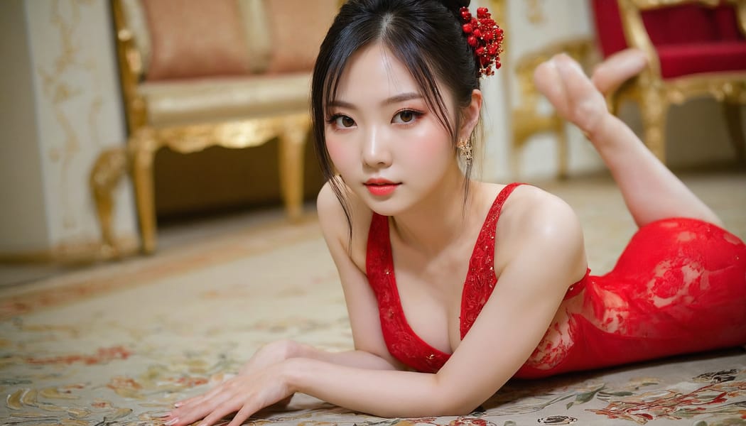 Tags: 21872187, SDXL
{"3": {"inputs": {"seed": 943895428461524, "steps": 64, "cfg": 5.67, "sampler_name": "dpmpp_2m", "scheduler": "karras", "denoise": 1.0, "model": ["27", 0], "positive": ["6", 0], "negative": ["7", 0], "latent_image": ["5", 0]}, "class_type": "KSampler"}, "4": {"inputs": {"ckpt_name": "juggernautxl.safetensors"}, "class_type": "CheckpointLoaderSimple"}, "5": {"inputs": {"width": 1344, "height": 768, "batch_size": 1}, "class_type": "EmptyLatentImage"}, "6": {"inputs": {"text": "22 year old girl, (ukrainian:1.12), (chinese:1.09), (japanese:0.97), (cute:0.95), (seductive pose:1.07), (blush:0.97), (sexy lips:1.07), (double eyelids:1.11), (slim:0.96), (pale skin:0.97), (beautiful eyes:1.07), (eyelashes:1.03), (idol:1.06), (seductive facial expression:1.01), (detailed face:1.07), (on all fours:0.98), (spreading ass cheeks:1.01), (from behind:1.11), (backboob:0.96), (wearing a low-cut red dress:0.97) at a ballroom, (textured skin:1.06), (natural looking skin:1.05), (candid cinema:1.05), (skin fuzz:1.04), (soft lighting:1.06), (RAW:1.09), (portra:1.05), (film:1.00), (detailed skin:1.06)", "clip": ["27", 1]}, "class_type": "CLIPTextEncode"}, "7": {"inputs": {"text": "(twisted:1.13), (watermark:1.14), (open mouth:1.12), (distorted:1.13), (worst quality:1.05), (bad hands:1.13), (low resolution:1.10)", "clip": ["27", 1]}, "class_type": "CLIPTextEncode"}, "8": {"inputs": {"samples": ["3", 0], "vae": ["4", 2]}, "class_type": "VAEDecode"}, "25": {"inputs": {"lora_name": "nudify_xl.safetensors", "strength_model": 0.18, "strength_clip": 0.17, "model": ["4", 0], "clip": ["4", 1]}, "class_type": "LoraLoader"}, "26": {"inputs": {"lora_name": "shirtlift_SDXL_v2.safetensors", "strength_model": 0.18, "strength_clip": 0.02, "model": ["25", 0], "clip": ["25", 1]}, "class_type": "LoraLoader"}, "27": {"inputs": {"lora_name": "PerfectEyesXL.safetensors", "strength_model": 0.18, "strength_clip": 0.14, "model": ["26", 0], "clip": ["26", 1]}, "class_type": "LoraLoader"}, "30": {"inputs": {"model_name": "4x_NMKD-Superscale-SP_178000_G.pth"}, "class_type": "UpscaleModelLoader"}, "31": {"inputs": {"upscale_model": ["30", 0], "image": ["8", 0]}, "class_type": "ImageUpscaleWithModel"}, "32": {"inputs": {"upscale_method": "lanczos", "scale_by": 0.5, "image": ["31", 0]}, "class_type": "ImageScaleBy"}, "33": {"inputs": {"pixels": ["32", 0], "vae": ["4", 2]}, "class_type": "VAEEncode"}, "34": {"inputs": {"seed": 943895428461524, "steps": 64, "cfg": 5.67, "sampler_name": "dpmpp_2m", "scheduler": "karras", "denoise": 0.3, "model": ["27", 0], "positive": ["6", 0], "negative": ["7", 0], "latent_image": ["33", 0]}, "class_type": "KSampler"}, "36": {"inputs": {"samples": ["34", 0], "vae": ["4", 2]}, "class_type": "VAEDecode"}, "39": {"inputs": {"filename_prefix": "comfyapi-1713637484899", "images": ["36", 0]}, "class_type": "SaveImage"}}