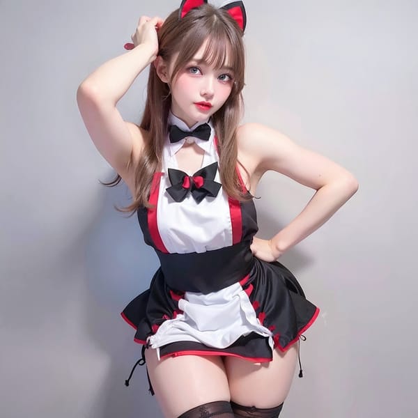 Tags: 21872187
<lora:JapaneseDollLikeness_v15:0.69>, <lora:taiwanDollLikeness_v20:0.21>, (ukrainian:0.94), maid cafe, stockings, (maid costume:1.00), choker, bowtie, headband, (pleated skirt:0.95), <lora:skirtlift-v4:0.99 <lora:Addams:0.33>, extremely detailed face, cute, (photorealistic:1.00), sexy lips, seductive smile, double eyelids, eyelashes, perky breasts, full body portrait, 4K, RAW, hyper realistic, (long slim legs:0.95), (thigh gap:0.92), blush, delicate and beautiful girl, (stunningly attractive:1.16), (dramatic:0.95)
Negative prompt: paintings, ugly, (worst quality:2.16)
Steps: 32, Sampler: DPM++ 2M Karras, CFG scale: 5.04, Seed: 2728729122, Size: 512x512, Model hash: fc2511737a, Model: chilloutmix_NiPrunedFp32Fix, Seed resize from: -1x-1, Denoising strength: 0.4, Version: v1.2.1, Hires upscale: 2.0, Hires steps: 16, Hires upscaler: ESRGAN_4x