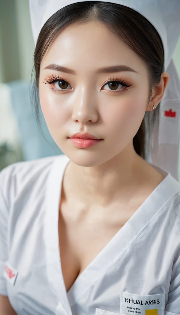 Tags: 21872187, SDXL
{"3": {"inputs": {"seed": 923817175666819, "steps": 64, "cfg": 6.14, "sampler_name": "dpmpp_2m", "scheduler": "karras", "denoise": 1.0, "model": ["27", 0], "positive": ["6", 0], "negative": ["7", 0], "latent_image": ["5", 0]}, "class_type": "KSampler"}, "4": {"inputs": {"ckpt_name": "juggernautxl.safetensors"}, "class_type": "CheckpointLoaderSimple"}, "5": {"inputs": {"width": 768, "height": 1344, "batch_size": 1}, "class_type": "EmptyLatentImage"}, "6": {"inputs": {"text": "24 year old girl, (ukrainian:1.14), (taiwanese:0.97), (sexy lips:1.00), (slim:1.04), (detailed face:0.99), (eyelashes:1.11), (seductive facial expression:1.08), (seductive pose:1.09), (cute:0.95), (double eyelids:0.99), (pale skin:1.00), (beautiful eyes:1.02), (idol:0.97), (temptress:0.98), (blush:1.02), (on all fours:1.05), (spreading ass cheeks:0.97), (from behind:1.09), (backboob:1.02), (nurse in uniform:1.07) working in a hospital ward, (skin fuzz:1.08), (natural looking skin:1.05), (film:1.00), (portra:1.07), (RAW:1.07), (detailed skin:1.07), (textured skin:1.06), (candid cinema:1.08), (soft lighting:1.03)", "clip": ["27", 1]}, "class_type": "CLIPTextEncode"}, "7": {"inputs": {"text": "(twisted:1.14), (low resolution:1.09), (distorted:1.10), (worst quality:1.14), (bad hands:1.12), (watermark:1.08), (open mouth:1.07)", "clip": ["27", 1]}, "class_type": "CLIPTextEncode"}, "8": {"inputs": {"samples": ["3", 0], "vae": ["4", 2]}, "class_type": "VAEDecode"}, "25": {"inputs": {"lora_name": "nudify_xl.safetensors", "strength_model": 0.15, "strength_clip": 0.36, "model": ["4", 0], "clip": ["4", 1]}, "class_type": "LoraLoader"}, "26": {"inputs": {"lora_name": "shirtlift_SDXL_v2.safetensors", "strength_model": 0.07, "strength_clip": 0.06, "model": ["25", 0], "clip": ["25", 1]}, "class_type": "LoraLoader"}, "27": {"inputs": {"lora_name": "PerfectEyesXL.safetensors", "strength_model": 0.01, "strength_clip": 0.14, "model": ["26", 0], "clip": ["26", 1]}, "class_type": "LoraLoader"}, "30": {"inputs": {"model_name": "4x_NMKD-Superscale-SP_178000_G.pth"}, "class_type": "UpscaleModelLoader"}, "31": {"inputs": {"upscale_model": ["30", 0], "image": ["8", 0]}, "class_type": "ImageUpscaleWithModel"}, "32": {"inputs": {"upscale_method": "lanczos", "scale_by": 0.5, "image": ["31", 0]}, "class_type": "ImageScaleBy"}, "33": {"inputs": {"pixels": ["32", 0], "vae": ["4", 2]}, "class_type": "VAEEncode"}, "34": {"inputs": {"seed": 923817175666819, "steps": 64, "cfg": 6.14, "sampler_name": "dpmpp_2m", "scheduler": "karras", "denoise": 0.3, "model": ["27", 0], "positive": ["6", 0], "negative": ["7", 0], "latent_image": ["33", 0]}, "class_type": "KSampler"}, "36": {"inputs": {"samples": ["34", 0], "vae": ["4", 2]}, "class_type": "VAEDecode"}, "39": {"inputs": {"filename_prefix": "comfyapi-1716402312788", "images": ["36", 0]}, "class_type": "SaveImage"}}