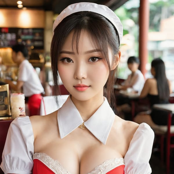 Tags: 21872187, SDXL
{"3": {"inputs": {"seed": 203331623189763, "steps": 32, "cfg": 5.58, "sampler_name": "dpmpp_2m", "scheduler": "karras", "denoise": 1.0, "model": ["27", 0], "positive": ["6", 0], "negative": ["7", 0], "latent_image": ["5", 0]}, "class_type": "KSampler"}, "4": {"inputs": {"ckpt_name": "juggernautxl.safetensors"}, "class_type": "CheckpointLoaderSimple"}, "5": {"inputs": {"width": 1024, "height": 1024, "batch_size": 1}, "class_type": "EmptyLatentImage"}, "6": {"inputs": {"text": "23 year old girl, (chinese:1.09), (idol:1.11), (seductive pose:1.04), (eyelashes:1.09), (blush:1.05), (temptress:1.14), (slim:1.03), (sexy lips:1.12), (beautiful eyes:1.01), (pale skin:1.01), (double eyelids:1.04), (seductive facial expression:1.08), (detailed face:1.09), (in a seductive pose:1.04), (large perky breasts:1.00), (cleavage:1.11), (thigh gap:0.97), (a waitress in uniform:1.04) working at a restaurant, (detailed skin:1.03), (natural looking skin:1.06), (film:1.00), (candid cinema:1.00), (portra:1.04), (skin fuzz:1.04), (textured skin:1.00), (RAW:1.03), (soft lighting:1.09)", "clip": ["27", 1]}, "class_type": "CLIPTextEncode"}, "7": {"inputs": {"text": "(worst quality:1.05), (distorted:1.09), (open mouth:1.14), (watermark:1.08), (low resolution:1.14), (bad hands:1.09), (twisted:1.07)", "clip": ["27", 1]}, "class_type": "CLIPTextEncode"}, "8": {"inputs": {"samples": ["3", 0], "vae": ["4", 2]}, "class_type": "VAEDecode"}, "25": {"inputs": {"lora_name": "nudify_xl.safetensors", "strength_model": 0.13, "strength_clip": 0.38, "model": ["4", 0], "clip": ["4", 1]}, "class_type": "LoraLoader"}, "26": {"inputs": {"lora_name": "shirtlift_SDXL_v2.safetensors", "strength_model": 0.03, "strength_clip": 0.04, "model": ["25", 0], "clip": ["25", 1]}, "class_type": "LoraLoader"}, "27": {"inputs": {"lora_name": "PerfectEyesXL.safetensors", "strength_model": 0.09, "strength_clip": 0.09, "model": ["26", 0], "clip": ["26", 1]}, "class_type": "LoraLoader"}, "30": {"inputs": {"model_name": "4x_NMKD-Superscale-SP_178000_G.pth"}, "class_type": "UpscaleModelLoader"}, "31": {"inputs": {"upscale_model": ["30", 0], "image": ["8", 0]}, "class_type": "ImageUpscaleWithModel"}, "32": {"inputs": {"upscale_method": "lanczos", "scale_by": 0.5, "image": ["31", 0]}, "class_type": "ImageScaleBy"}, "33": {"inputs": {"pixels": ["32", 0], "vae": ["4", 2]}, "class_type": "VAEEncode"}, "34": {"inputs": {"seed": 203331623189763, "steps": 32, "cfg": 5.58, "sampler_name": "dpmpp_2m", "scheduler": "karras", "denoise": 0.3, "model": ["27", 0], "positive": ["6", 0], "negative": ["7", 0], "latent_image": ["33", 0]}, "class_type": "KSampler"}, "36": {"inputs": {"samples": ["34", 0], "vae": ["4", 2]}, "class_type": "VAEDecode"}, "39": {"inputs": {"filename_prefix": "comfyapi-1714854270392", "images": ["36", 0]}, "class_type": "SaveImage"}}