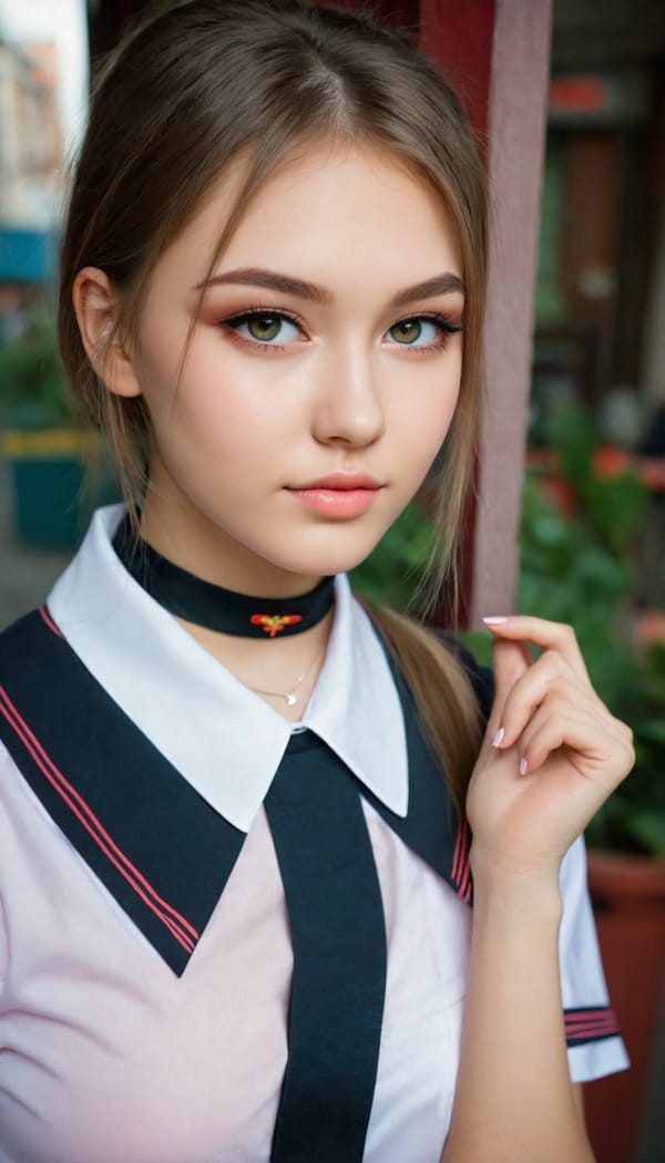 Tags: 21872187, SDXL
{"3": {"inputs": {"seed": 693953602874814, "steps": 32, "cfg": 7.52, "sampler_name": "dpmpp_2m", "scheduler": "karras", "denoise": 1.0, "model": ["27", 0], "positive": ["6", 0], "negative": ["7", 0], "latent_image": ["5", 0]}, "class_type": "KSampler"}, "4": {"inputs": {"ckpt_name": "juggernautXL_v8Rundiffusion.safetensors"}, "class_type": "CheckpointLoaderSimple"}, "5": {"inputs": {"width": 768, "height": 1344, "batch_size": 1}, "class_type": "EmptyLatentImage"}, "6": {"inputs": {"text": "19 year old girl, (ukrainian:1.06), (sexy lips:0.95), (detailed face:1.06), (blush:1.02), (temptress:1.11), (double eyelids:1.01), (cute:1.08), (seductive facial expression:1.04), (slim:0.97), (idol:0.97), (eyelashes:0.96), (seductive pose:1.04), (in a seductive pose:1.03), (large perky breasts:0.98), (cleavage:1.07), (thigh gap:1.03), (school uniform:0.95), choker, busy street, (skin fuzz:1.02), (natural looking skin:1.01), (soft lighting:1.08), (detailed skin:1.08), (textured skin:1.05), (film:1.07), (candid cinema:1.02), (portra:1.06), (RAW:1.08)", "clip": ["27", 1]}, "class_type": "CLIPTextEncode"}, "7": {"inputs": {"text": "(bad hands:1.13), (open mouth:1.10), (watermark:1.14), (twisted:1.13), (worst quality:1.14), (low resolution:1.13), (distorted:1.05)", "clip": ["27", 1]}, "class_type": "CLIPTextEncode"}, "8": {"inputs": {"samples": ["3", 0], "vae": ["4", 2]}, "class_type": "VAEDecode"}, "25": {"inputs": {"lora_name": "nudify_xl.safetensors", "strength_model": 0.03, "strength_clip": 0.16, "model": ["4", 0], "clip": ["4", 1]}, "class_type": "LoraLoader"}, "26": {"inputs": {"lora_name": "shirtlift_SDXL_v2.safetensors", "strength_model": 0.02, "strength_clip": 0.11, "model": ["25", 0], "clip": ["25", 1]}, "class_type": "LoraLoader"}, "27": {"inputs": {"lora_name": "PerfectEyesXL.safetensors", "strength_model": 0.12, "strength_clip": 0.11, "model": ["26", 0], "clip": ["26", 1]}, "class_type": "LoraLoader"}, "30": {"inputs": {"model_name": "4x_NMKD-Superscale-SP_178000_G.pth"}, "class_type": "UpscaleModelLoader"}, "31": {"inputs": {"upscale_model": ["30", 0], "image": ["8", 0]}, "class_type": "ImageUpscaleWithModel"}, "32": {"inputs": {"upscale_method": "lanczos", "scale_by": 0.5, "image": ["31", 0]}, "class_type": "ImageScaleBy"}, "33": {"inputs": {"pixels": ["32", 0], "vae": ["4", 2]}, "class_type": "VAEEncode"}, "34": {"inputs": {"seed": 693953602874814, "steps": 32, "cfg": 7.52, "sampler_name": "dpmpp_2m", "scheduler": "karras", "denoise": 0.3, "model": ["27", 0], "positive": ["6", 0], "negative": ["7", 0], "latent_image": ["33", 0]}, "class_type": "KSampler"}, "36": {"inputs": {"samples": ["34", 0], "vae": ["4", 2]}, "class_type": "VAEDecode"}, "39": {"inputs": {"filename_prefix": "comfyapi-1707448755877", "images": ["36", 0]}, "class_type": "SaveImage"}}