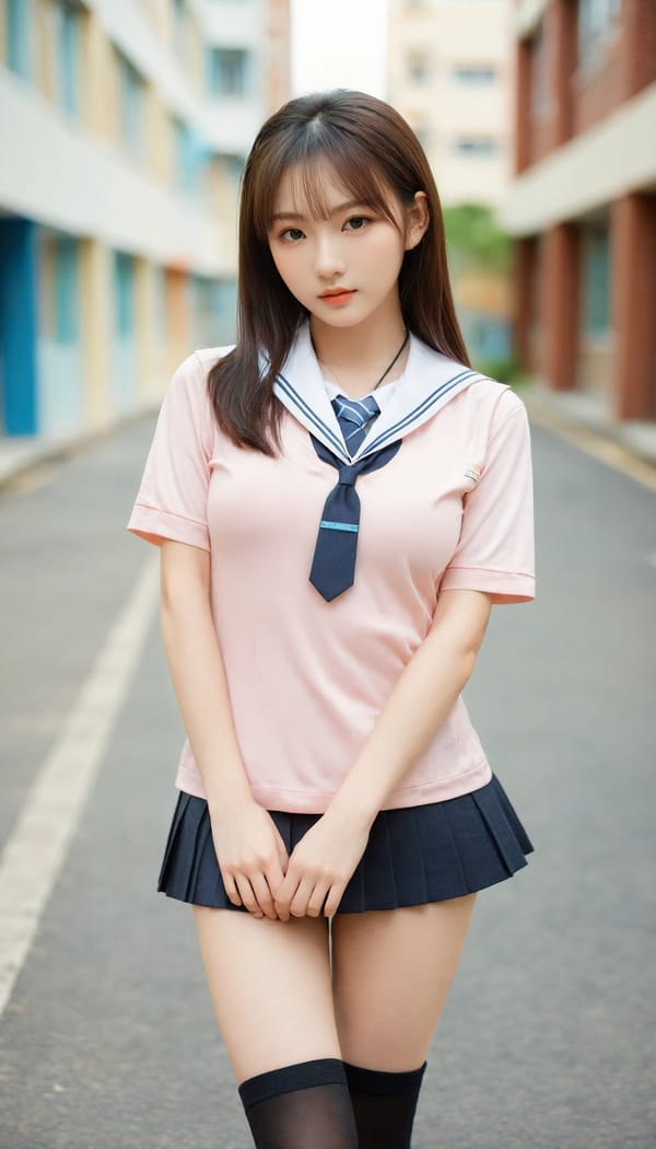 Tags: 21872187, SDXL
{"3": {"inputs": {"seed": 231077728207862, "steps": 64, "cfg": 6.66, "sampler_name": "dpmpp_2m", "scheduler": "karras", "denoise": 1.0, "model": ["27", 0], "positive": ["6", 0], "negative": ["7", 0], "latent_image": ["5", 0]}, "class_type": "KSampler"}, "4": {"inputs": {"ckpt_name": "leosamsHelloworldSDXL_helloworldSDXL32DPO.safetensors"}, "class_type": "CheckpointLoaderSimple"}, "5": {"inputs": {"width": 768, "height": 1344, "batch_size": 1}, "class_type": "EmptyLatentImage"}, "6": {"inputs": {"text": "26 year old girl, (detailed face:1.00), (blush:1.11), (pale skin:0.98), (seductive facial expression:1.04), (eyelashes:0.97), (idol:1.11), (slim:0.98), (double eyelids:1.11), (sexy lips:0.98), (temptress:1.02), (seductive pose:1.00), (cute:1.01), (beautiful eyes:0.97), (in a seductive pose:1.13), (large perky breasts:0.95), (cleavage:1.02), (thigh gap:1.01), (school uniform:1.11), choker, busy street, (natural looking skin:1.02), (soft lighting:1.08), (skin fuzz:1.04), (textured skin:1.07), (RAW:1.03), (portra:1.06), (candid cinema:1.03), (detailed skin:1.03), (film:1.00)", "clip": ["27", 1]}, "class_type": "CLIPTextEncode"}, "7": {"inputs": {"text": "(distorted:1.08), (low resolution:1.06), (bad hands:1.13), (open mouth:1.11), (watermark:1.06), (worst quality:1.06), (twisted:1.05)", "clip": ["27", 1]}, "class_type": "CLIPTextEncode"}, "8": {"inputs": {"samples": ["3", 0], "vae": ["4", 2]}, "class_type": "VAEDecode"}, "25": {"inputs": {"lora_name": "nudify_xl.safetensors", "strength_model": 0.26, "strength_clip": 0.36, "model": ["4", 0], "clip": ["4", 1]}, "class_type": "LoraLoader"}, "26": {"inputs": {"lora_name": "shirtlift_SDXL_v2.safetensors", "strength_model": 0.14, "strength_clip": 0.01, "model": ["25", 0], "clip": ["25", 1]}, "class_type": "LoraLoader"}, "27": {"inputs": {"lora_name": "PerfectEyesXL.safetensors", "strength_model": 0.13, "strength_clip": 0.05, "model": ["26", 0], "clip": ["26", 1]}, "class_type": "LoraLoader"}, "30": {"inputs": {"model_name": "4x_NMKD-Superscale-SP_178000_G.pth"}, "class_type": "UpscaleModelLoader"}, "31": {"inputs": {"upscale_model": ["30", 0], "image": ["8", 0]}, "class_type": "ImageUpscaleWithModel"}, "32": {"inputs": {"upscale_method": "lanczos", "scale_by": 0.5, "image": ["31", 0]}, "class_type": "ImageScaleBy"}, "33": {"inputs": {"pixels": ["32", 0], "vae": ["4", 2]}, "class_type": "VAEEncode"}, "34": {"inputs": {"seed": 231077728207862, "steps": 64, "cfg": 6.66, "sampler_name": "dpmpp_2m", "scheduler": "karras", "denoise": 0.3, "model": ["27", 0], "positive": ["6", 0], "negative": ["7", 0], "latent_image": ["33", 0]}, "class_type": "KSampler"}, "36": {"inputs": {"samples": ["34", 0], "vae": ["4", 2]}, "class_type": "VAEDecode"}, "39": {"inputs": {"filename_prefix": "comfyapi-1707857442528", "images": ["36", 0]}, "class_type": "SaveImage"}}