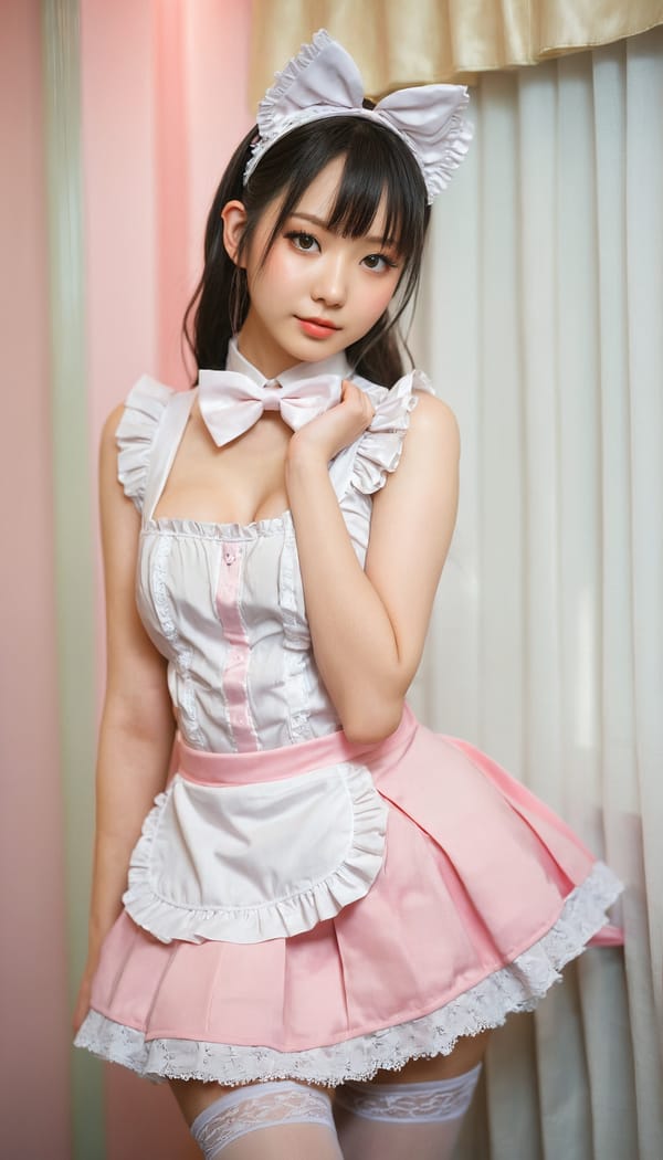 Tags: 21872187, SDXL
{"3": {"inputs": {"seed": 292502227592153, "steps": 32, "cfg": 7.56, "sampler_name": "dpmpp_2m", "scheduler": "karras", "denoise": 1.0, "model": ["27", 0], "positive": ["6", 0], "negative": ["7", 0], "latent_image": ["5", 0]}, "class_type": "KSampler"}, "4": {"inputs": {"ckpt_name": "juggernautxl.safetensors"}, "class_type": "CheckpointLoaderSimple"}, "5": {"inputs": {"width": 768, "height": 1344, "batch_size": 1}, "class_type": "EmptyLatentImage"}, "6": {"inputs": {"text": "27 year old girl, (beautiful eyes:1.10), (blush:0.98), (slim:0.97), (double eyelids:1.04), (eyelashes:0.98), (pale skin:1.01), (idol:1.11), (detailed face:0.98), (seductive facial expression:1.09), (seductive pose:1.07), (sexy lips:1.13), (cute:0.97), (temptress:1.13), (perky ass:1.14), (exposed ass:1.13), (looking back:1.03), (sexy ass:1.08), (thigh gap:1.09), in a (skimpy maid costume:1.14) working at a maid cafe, choker, bowtie, headband, pleated skirt, (detailed skin:1.07), (portra:1.03), (soft lighting:1.06), (skin fuzz:1.08), (natural looking skin:1.08), (textured skin:1.03), (RAW:1.07), (film:1.04), (candid cinema:1.06)", "clip": ["27", 1]}, "class_type": "CLIPTextEncode"}, "7": {"inputs": {"text": "(watermark:1.06), (open mouth:1.05), (bad hands:1.10), (low resolution:1.05), (distorted:1.13), (worst quality:1.10), (twisted:1.09)", "clip": ["27", 1]}, "class_type": "CLIPTextEncode"}, "8": {"inputs": {"samples": ["3", 0], "vae": ["4", 2]}, "class_type": "VAEDecode"}, "25": {"inputs": {"lora_name": "nudify_xl.safetensors", "strength_model": 0.13, "strength_clip": 0.08, "model": ["4", 0], "clip": ["4", 1]}, "class_type": "LoraLoader"}, "26": {"inputs": {"lora_name": "shirtlift_SDXL_v2.safetensors", "strength_model": 0.15, "strength_clip": 0.07, "model": ["25", 0], "clip": ["25", 1]}, "class_type": "LoraLoader"}, "27": {"inputs": {"lora_name": "PerfectEyesXL.safetensors", "strength_model": 0.19, "strength_clip": 0.09, "model": ["26", 0], "clip": ["26", 1]}, "class_type": "LoraLoader"}, "30": {"inputs": {"model_name": "4x_NMKD-Superscale-SP_178000_G.pth"}, "class_type": "UpscaleModelLoader"}, "31": {"inputs": {"upscale_model": ["30", 0], "image": ["8", 0]}, "class_type": "ImageUpscaleWithModel"}, "32": {"inputs": {"upscale_method": "lanczos", "scale_by": 0.5, "image": ["31", 0]}, "class_type": "ImageScaleBy"}, "33": {"inputs": {"pixels": ["32", 0], "vae": ["4", 2]}, "class_type": "VAEEncode"}, "34": {"inputs": {"seed": 292502227592153, "steps": 32, "cfg": 7.56, "sampler_name": "dpmpp_2m", "scheduler": "karras", "denoise": 0.3, "model": ["27", 0], "positive": ["6", 0], "negative": ["7", 0], "latent_image": ["33", 0]}, "class_type": "KSampler"}, "36": {"inputs": {"samples": ["34", 0], "vae": ["4", 2]}, "class_type": "VAEDecode"}, "39": {"inputs": {"filename_prefix": "comfyapi-1714714101632", "images": ["36", 0]}, "class_type": "SaveImage"}}