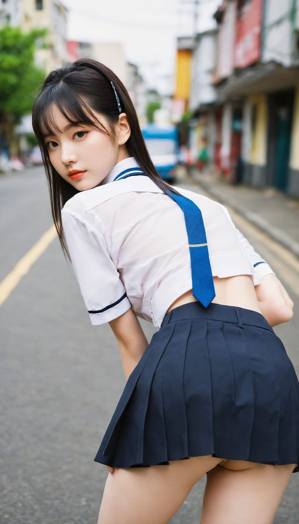 Tags: 21872187, SDXL
{"3": {"inputs": {"seed": 461492839179884, "steps": 32, "cfg": 6.62, "sampler_name": "dpmpp_2m", "scheduler": "karras", "denoise": 1.0, "model": ["27", 0], "positive": ["6", 0], "negative": ["7", 0], "latent_image": ["5", 0]}, "class_type": "KSampler"}, "4": {"inputs": {"ckpt_name": "helloworldxl.safetensors"}, "class_type": "CheckpointLoaderSimple"}, "5": {"inputs": {"width": 768, "height": 1344, "batch_size": 1}, "class_type": "EmptyLatentImage"}, "6": {"inputs": {"text": "28 year old girl, (irish:1.00), (ukrainian:0.96), (korean:0.95), (chinese:1.07), (blush:1.14), (beautiful eyes:0.95), (seductive facial expression:1.08), (temptress:1.11), (eyelashes:0.96), (slim:1.09), (seductive pose:1.07), (sexy lips:1.01), (cute:1.14), (idol:1.06), (pale skin:1.01), (detailed face:1.03), (double eyelids:1.01), (perky ass:1.14), (exposed ass:1.13), (looking back:1.00), (sexy ass:1.09), (thigh gap:0.95), (school uniform:1.05), choker, busy street, (portra:1.09), (detailed skin:1.07), (soft lighting:1.06), (film:1.05), (skin fuzz:1.05), (candid cinema:1.00), (RAW:1.02), (textured skin:1.02), (natural looking skin:1.09)", "clip": ["27", 1]}, "class_type": "CLIPTextEncode"}, "7": {"inputs": {"text": "(distorted:1.11), (worst quality:1.12), (open mouth:1.13), (watermark:1.13), (twisted:1.09), (bad hands:1.13), (low resolution:1.08)", "clip": ["27", 1]}, "class_type": "CLIPTextEncode"}, "8": {"inputs": {"samples": ["3", 0], "vae": ["4", 2]}, "class_type": "VAEDecode"}, "25": {"inputs": {"lora_name": "nudify_xl.safetensors", "strength_model": 0.14, "strength_clip": 0.26, "model": ["4", 0], "clip": ["4", 1]}, "class_type": "LoraLoader"}, "26": {"inputs": {"lora_name": "shirtlift_SDXL_v2.safetensors", "strength_model": 0.02, "strength_clip": 0.09, "model": ["25", 0], "clip": ["25", 1]}, "class_type": "LoraLoader"}, "27": {"inputs": {"lora_name": "PerfectEyesXL.safetensors", "strength_model": 0.01, "strength_clip": 0.11, "model": ["26", 0], "clip": ["26", 1]}, "class_type": "LoraLoader"}, "30": {"inputs": {"model_name": "4x_NMKD-Superscale-SP_178000_G.pth"}, "class_type": "UpscaleModelLoader"}, "31": {"inputs": {"upscale_model": ["30", 0], "image": ["8", 0]}, "class_type": "ImageUpscaleWithModel"}, "32": {"inputs": {"upscale_method": "lanczos", "scale_by": 0.5, "image": ["31", 0]}, "class_type": "ImageScaleBy"}, "33": {"inputs": {"pixels": ["32", 0], "vae": ["4", 2]}, "class_type": "VAEEncode"}, "34": {"inputs": {"seed": 461492839179884, "steps": 32, "cfg": 6.62, "sampler_name": "dpmpp_2m", "scheduler": "karras", "denoise": 0.3, "model": ["27", 0], "positive": ["6", 0], "negative": ["7", 0], "latent_image": ["33", 0]}, "class_type": "KSampler"}, "36": {"inputs": {"samples": ["34", 0], "vae": ["4", 2]}, "class_type": "VAEDecode"}, "39": {"inputs": {"filename_prefix": "comfyapi-1724572788791", "images": ["36", 0]}, "class_type": "SaveImage"}}