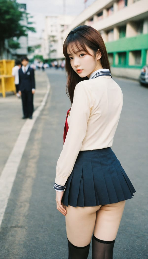 Tags: 21872187, SDXL
{"3": {"inputs": {"seed": 134369706507458, "steps": 32, "cfg": 5.18, "sampler_name": "dpmpp_2m", "scheduler": "karras", "denoise": 1.0, "model": ["27", 0], "positive": ["6", 0], "negative": ["7", 0], "latent_image": ["5", 0]}, "class_type": "KSampler"}, "4": {"inputs": {"ckpt_name": "helloworldxl.safetensors"}, "class_type": "CheckpointLoaderSimple"}, "5": {"inputs": {"width": 768, "height": 1344, "batch_size": 1}, "class_type": "EmptyLatentImage"}, "6": {"inputs": {"text": "23 year old girl, (korean:0.96), (eyelashes:1.06), (slim:1.01), (cute:1.13), (temptress:0.95), (sexy lips:1.10), (beautiful eyes:0.99), (seductive pose:1.03), (pale skin:1.03), (idol:1.00), (detailed face:1.09), (blush:1.04), (seductive facial expression:1.04), (double eyelids:1.05), (perky ass:1.06), (exposed ass:1.03), (looking back:1.10), (sexy ass:1.14), (thigh gap:0.95), (school uniform:1.10), choker, busy street, (portra:1.06), (soft lighting:1.02), (natural looking skin:1.08), (RAW:1.01), (detailed skin:1.07), (skin fuzz:1.08), (film:1.05), (candid cinema:1.07), (textured skin:1.01)", "clip": ["27", 1]}, "class_type": "CLIPTextEncode"}, "7": {"inputs": {"text": "(bad hands:1.07), (worst quality:1.05), (distorted:1.08), (open mouth:1.12), (twisted:1.07), (low resolution:1.13), (watermark:1.08)", "clip": ["27", 1]}, "class_type": "CLIPTextEncode"}, "8": {"inputs": {"samples": ["3", 0], "vae": ["4", 2]}, "class_type": "VAEDecode"}, "25": {"inputs": {"lora_name": "nudify_xl.safetensors", "strength_model": 0.18, "strength_clip": 0.39, "model": ["4", 0], "clip": ["4", 1]}, "class_type": "LoraLoader"}, "26": {"inputs": {"lora_name": "shirtlift_SDXL_v2.safetensors", "strength_model": 0.02, "strength_clip": 0.02, "model": ["25", 0], "clip": ["25", 1]}, "class_type": "LoraLoader"}, "27": {"inputs": {"lora_name": "PerfectEyesXL.safetensors", "strength_model": 0.16, "strength_clip": 0.17, "model": ["26", 0], "clip": ["26", 1]}, "class_type": "LoraLoader"}, "30": {"inputs": {"model_name": "4x_NMKD-Superscale-SP_178000_G.pth"}, "class_type": "UpscaleModelLoader"}, "31": {"inputs": {"upscale_model": ["30", 0], "image": ["8", 0]}, "class_type": "ImageUpscaleWithModel"}, "32": {"inputs": {"upscale_method": "lanczos", "scale_by": 0.5, "image": ["31", 0]}, "class_type": "ImageScaleBy"}, "33": {"inputs": {"pixels": ["32", 0], "vae": ["4", 2]}, "class_type": "VAEEncode"}, "34": {"inputs": {"seed": 134369706507458, "steps": 32, "cfg": 5.18, "sampler_name": "dpmpp_2m", "scheduler": "karras", "denoise": 0.3, "model": ["27", 0], "positive": ["6", 0], "negative": ["7", 0], "latent_image": ["33", 0]}, "class_type": "KSampler"}, "36": {"inputs": {"samples": ["34", 0], "vae": ["4", 2]}, "class_type": "VAEDecode"}, "39": {"inputs": {"filename_prefix": "comfyapi-1735573916607", "images": ["36", 0]}, "class_type": "SaveImage"}}