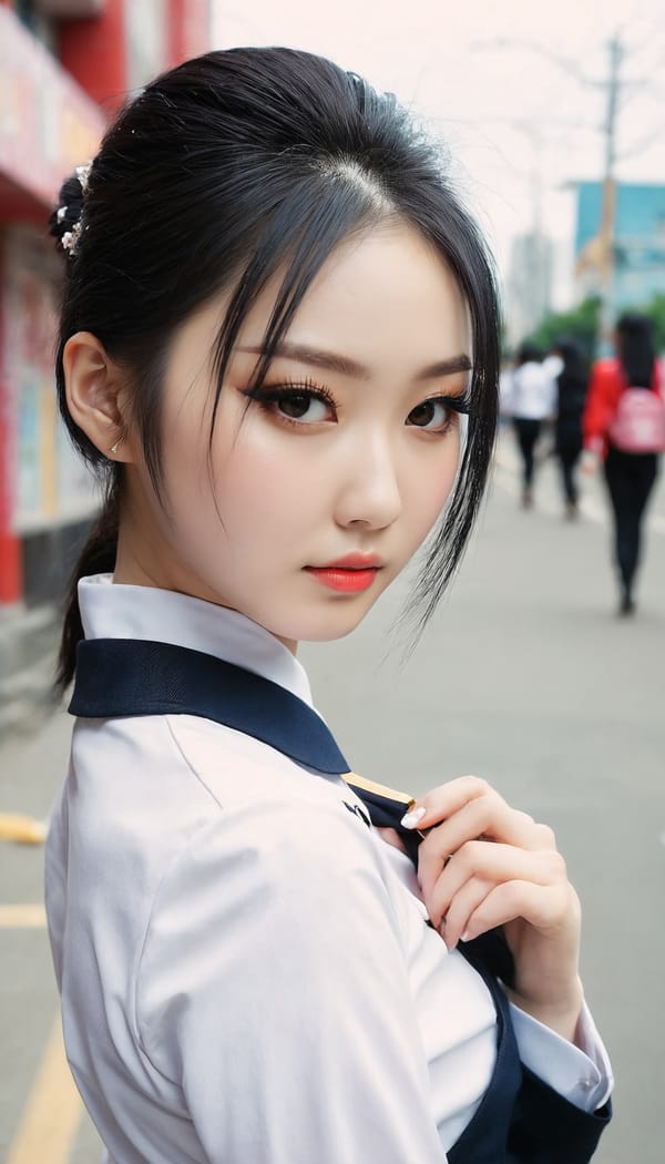 Tags: 21872187, SDXL
{"3": {"inputs": {"seed": 981315479999274, "steps": 64, "cfg": 7.68, "sampler_name": "dpmpp_2m", "scheduler": "karras", "denoise": 1.0, "model": ["27", 0], "positive": ["6", 0], "negative": ["7", 0], "latent_image": ["5", 0]}, "class_type": "KSampler"}, "4": {"inputs": {"ckpt_name": "juggernautxl.safetensors"}, "class_type": "CheckpointLoaderSimple"}, "5": {"inputs": {"width": 768, "height": 1344, "batch_size": 1}, "class_type": "EmptyLatentImage"}, "6": {"inputs": {"text": "26 year old girl, (russian:1.01), (chinese:1.10), (temptress:1.07), (seductive pose:0.96), (sexy lips:0.98), (pale skin:1.12), (eyelashes:1.14), (detailed face:1.03), (idol:1.08), (double eyelids:0.97), (blush:1.06), (seductive facial expression:1.01), (beautiful eyes:1.13), (cute:0.98), (perky ass:1.06), (exposed ass:1.08), (looking back:1.14), (sexy ass:1.09), (thigh gap:1.00), (school uniform:1.14), choker, busy street, (textured skin:1.03), (detailed skin:1.05), (skin fuzz:1.05), (natural looking skin:1.08), (candid cinema:1.08), (film:1.00), (RAW:1.00), (portra:1.03), (soft lighting:1.06)", "clip": ["27", 1]}, "class_type": "CLIPTextEncode"}, "7": {"inputs": {"text": "(bad hands:1.08), (low resolution:1.13), (distorted:1.06), (twisted:1.06), (worst quality:1.10), (watermark:1.08), (open mouth:1.10)", "clip": ["27", 1]}, "class_type": "CLIPTextEncode"}, "8": {"inputs": {"samples": ["3", 0], "vae": ["4", 2]}, "class_type": "VAEDecode"}, "25": {"inputs": {"lora_name": "nudify_xl.safetensors", "strength_model": 0.18, "strength_clip": 0.02, "model": ["4", 0], "clip": ["4", 1]}, "class_type": "LoraLoader"}, "26": {"inputs": {"lora_name": "shirtlift_SDXL_v2.safetensors", "strength_model": 0.14, "strength_clip": 0.12, "model": ["25", 0], "clip": ["25", 1]}, "class_type": "LoraLoader"}, "27": {"inputs": {"lora_name": "PerfectEyesXL.safetensors", "strength_model": 0.19, "strength_clip": 0.09, "model": ["26", 0], "clip": ["26", 1]}, "class_type": "LoraLoader"}, "30": {"inputs": {"model_name": "4x_NMKD-Superscale-SP_178000_G.pth"}, "class_type": "UpscaleModelLoader"}, "31": {"inputs": {"upscale_model": ["30", 0], "image": ["8", 0]}, "class_type": "ImageUpscaleWithModel"}, "32": {"inputs": {"upscale_method": "lanczos", "scale_by": 0.5, "image": ["31", 0]}, "class_type": "ImageScaleBy"}, "33": {"inputs": {"pixels": ["32", 0], "vae": ["4", 2]}, "class_type": "VAEEncode"}, "34": {"inputs": {"seed": 981315479999274, "steps": 64, "cfg": 7.68, "sampler_name": "dpmpp_2m", "scheduler": "karras", "denoise": 0.3, "model": ["27", 0], "positive": ["6", 0], "negative": ["7", 0], "latent_image": ["33", 0]}, "class_type": "KSampler"}, "36": {"inputs": {"samples": ["34", 0], "vae": ["4", 2]}, "class_type": "VAEDecode"}, "39": {"inputs": {"filename_prefix": "comfyapi-1725836563936", "images": ["36", 0]}, "class_type": "SaveImage"}}