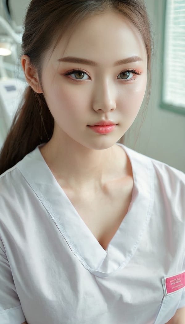 Tags: 21872187, SDXL
{"3": {"inputs": {"seed": 855803813571327, "steps": 32, "cfg": 7.76, "sampler_name": "dpmpp_2m", "scheduler": "karras", "denoise": 1.0, "model": ["27", 0], "positive": ["6", 0], "negative": ["7", 0], "latent_image": ["5", 0]}, "class_type": "KSampler"}, "4": {"inputs": {"ckpt_name": "juggernautxl.safetensors"}, "class_type": "CheckpointLoaderSimple"}, "5": {"inputs": {"width": 768, "height": 1344, "batch_size": 1}, "class_type": "EmptyLatentImage"}, "6": {"inputs": {"text": "21 year old girl, (russian:1.11), (korean:0.99), (beautiful eyes:1.06), (slim:0.95), (blush:1.12), (sexy lips:0.95), (temptress:1.11), (cute:0.98), (double eyelids:0.99), (idol:0.98), (eyelashes:1.01), (pale skin:1.04), (seductive pose:0.98), (detailed face:1.08), (in a seductive pose:1.12), (large perky breasts:0.99), (cleavage:1.03), (thigh gap:1.11), (nurse in uniform:1.09) working in a hospital ward, (textured skin:1.00), (candid cinema:1.03), (soft lighting:1.03), (RAW:1.01), (skin fuzz:1.07), (portra:1.02), (film:1.08), (natural looking skin:1.06), (detailed skin:1.04)", "clip": ["27", 1]}, "class_type": "CLIPTextEncode"}, "7": {"inputs": {"text": "(open mouth:1.06), (watermark:1.11), (bad hands:1.08), (twisted:1.10), (distorted:1.08), (worst quality:1.10), (low resolution:1.14)", "clip": ["27", 1]}, "class_type": "CLIPTextEncode"}, "8": {"inputs": {"samples": ["3", 0], "vae": ["4", 2]}, "class_type": "VAEDecode"}, "25": {"inputs": {"lora_name": "nudify_xl.safetensors", "strength_model": 0.09, "strength_clip": 0.1, "model": ["4", 0], "clip": ["4", 1]}, "class_type": "LoraLoader"}, "26": {"inputs": {"lora_name": "shirtlift_SDXL_v2.safetensors", "strength_model": 0.03, "strength_clip": 0.17, "model": ["25", 0], "clip": ["25", 1]}, "class_type": "LoraLoader"}, "27": {"inputs": {"lora_name": "PerfectEyesXL.safetensors", "strength_model": 0.17, "strength_clip": 0.14, "model": ["26", 0], "clip": ["26", 1]}, "class_type": "LoraLoader"}, "30": {"inputs": {"model_name": "4x_NMKD-Superscale-SP_178000_G.pth"}, "class_type": "UpscaleModelLoader"}, "31": {"inputs": {"upscale_model": ["30", 0], "image": ["8", 0]}, "class_type": "ImageUpscaleWithModel"}, "32": {"inputs": {"upscale_method": "lanczos", "scale_by": 0.5, "image": ["31", 0]}, "class_type": "ImageScaleBy"}, "33": {"inputs": {"pixels": ["32", 0], "vae": ["4", 2]}, "class_type": "VAEEncode"}, "34": {"inputs": {"seed": 855803813571327, "steps": 32, "cfg": 7.76, "sampler_name": "dpmpp_2m", "scheduler": "karras", "denoise": 0.3, "model": ["27", 0], "positive": ["6", 0], "negative": ["7", 0], "latent_image": ["33", 0]}, "class_type": "KSampler"}, "36": {"inputs": {"samples": ["34", 0], "vae": ["4", 2]}, "class_type": "VAEDecode"}, "39": {"inputs": {"filename_prefix": "comfyapi-1725059852583", "images": ["36", 0]}, "class_type": "SaveImage"}}