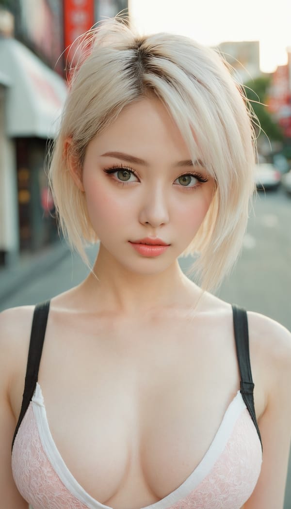 Tags: 21872187, SDXL
{"3": {"inputs": {"seed": 646208142653349, "steps": 64, "cfg": 5.34, "sampler_name": "dpmpp_2m", "scheduler": "karras", "denoise": 1.0, "model": ["27", 0], "positive": ["6", 0], "negative": ["7", 0], "latent_image": ["5", 0]}, "class_type": "KSampler"}, "4": {"inputs": {"ckpt_name": "juggernautxl.safetensors"}, "class_type": "CheckpointLoaderSimple"}, "5": {"inputs": {"width": 768, "height": 1344, "batch_size": 1}, "class_type": "EmptyLatentImage"}, "6": {"inputs": {"text": "24 year old girl, (idol:1.08), (sexy lips:1.13), (slim:0.99), (seductive facial expression:1.09), (blush:1.05), (detailed face:0.99), (cute:1.01), (double eyelids:1.13), (beautiful eyes:1.02), (eyelashes:1.11), (pale skin:1.13), (temptress:1.07), (seductive pose:1.01), (in a seductive pose:0.99), (large perky breasts:1.02), (cleavage:0.99), (thigh gap:1.13), (white tanktop:0.98), busy street, (film:1.01), (candid cinema:1.06), (detailed skin:1.03), (textured skin:1.08), (soft lighting:1.03), (natural looking skin:1.06), (RAW:1.05), (portra:1.05), (skin fuzz:1.08)", "clip": ["27", 1]}, "class_type": "CLIPTextEncode"}, "7": {"inputs": {"text": "(distorted:1.13), (low resolution:1.09), (bad hands:1.14), (watermark:1.05), (worst quality:1.07), (open mouth:1.06), (twisted:1.09)", "clip": ["27", 1]}, "class_type": "CLIPTextEncode"}, "8": {"inputs": {"samples": ["3", 0], "vae": ["4", 2]}, "class_type": "VAEDecode"}, "25": {"inputs": {"lora_name": "nudify_xl.safetensors", "strength_model": 0.08, "strength_clip": 0.08, "model": ["4", 0], "clip": ["4", 1]}, "class_type": "LoraLoader"}, "26": {"inputs": {"lora_name": "shirtlift_SDXL_v2.safetensors", "strength_model": 0.12, "strength_clip": 0.17, "model": ["25", 0], "clip": ["25", 1]}, "class_type": "LoraLoader"}, "27": {"inputs": {"lora_name": "PerfectEyesXL.safetensors", "strength_model": 0.0, "strength_clip": 0.16, "model": ["26", 0], "clip": ["26", 1]}, "class_type": "LoraLoader"}, "30": {"inputs": {"model_name": "4x_NMKD-Superscale-SP_178000_G.pth"}, "class_type": "UpscaleModelLoader"}, "31": {"inputs": {"upscale_model": ["30", 0], "image": ["8", 0]}, "class_type": "ImageUpscaleWithModel"}, "32": {"inputs": {"upscale_method": "lanczos", "scale_by": 0.5, "image": ["31", 0]}, "class_type": "ImageScaleBy"}, "33": {"inputs": {"pixels": ["32", 0], "vae": ["4", 2]}, "class_type": "VAEEncode"}, "34": {"inputs": {"seed": 646208142653349, "steps": 64, "cfg": 5.34, "sampler_name": "dpmpp_2m", "scheduler": "karras", "denoise": 0.3, "model": ["27", 0], "positive": ["6", 0], "negative": ["7", 0], "latent_image": ["33", 0]}, "class_type": "KSampler"}, "36": {"inputs": {"samples": ["34", 0], "vae": ["4", 2]}, "class_type": "VAEDecode"}, "39": {"inputs": {"filename_prefix": "comfyapi-1735341278742", "images": ["36", 0]}, "class_type": "SaveImage"}}