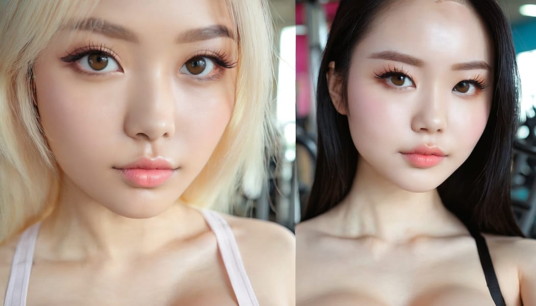 Tags: 21872187, SDXL
{"3": {"inputs": {"seed": 223976909369175, "steps": 64, "cfg": 7.57, "sampler_name": "dpmpp_2m", "scheduler": "karras", "denoise": 1.0, "model": ["27", 0], "positive": ["6", 0], "negative": ["7", 0], "latent_image": ["5", 0]}, "class_type": "KSampler"}, "4": {"inputs": {"ckpt_name": "juggernautxl.safetensors"}, "class_type": "CheckpointLoaderSimple"}, "5": {"inputs": {"width": 1344, "height": 768, "batch_size": 1}, "class_type": "EmptyLatentImage"}, "6": {"inputs": {"text": "28 year old girl, (sexy lips:1.03), (temptress:1.14), (slim:1.01), (seductive facial expression:0.99), (seductive pose:0.97), (idol:1.05), (cute:0.96), (double eyelids:0.98), (detailed face:1.14), (blush:0.99), (beautiful eyes:1.01), (eyelashes:1.02), (pale skin:1.12), (in a seductive pose:1.11), (large perky breasts:1.11), (cleavage:0.97), (thigh gap:1.13), (in skimpy gym outfit:0.96) at a gym, (detailed skin:1.03), (natural looking skin:1.00), (textured skin:1.02), (skin fuzz:1.03), (candid cinema:1.06), (film:1.07), (RAW:1.00), (portra:1.01)", "clip": ["27", 1]}, "class_type": "CLIPTextEncode"}, "7": {"inputs": {"text": "(watermark:1.14), (twisted:1.06), (bad hands:1.12), (distorted:1.10), (open mouth:1.06), (low resolution:1.13)", "clip": ["27", 1]}, "class_type": "CLIPTextEncode"}, "8": {"inputs": {"samples": ["3", 0], "vae": ["4", 2]}, "class_type": "VAEDecode"}, "25": {"inputs": {"lora_name": "nudify_xl.safetensors", "strength_model": 0.12, "strength_clip": 0.3, "model": ["4", 0], "clip": ["4", 1]}, "class_type": "LoraLoader"}, "26": {"inputs": {"lora_name": "shirtlift_SDXL_v2.safetensors", "strength_model": 0.07, "strength_clip": 0.07, "model": ["25", 0], "clip": ["25", 1]}, "class_type": "LoraLoader"}, "27": {"inputs": {"lora_name": "PerfectEyesXL.safetensors", "strength_model": 0.04, "strength_clip": 0.03, "model": ["26", 0], "clip": ["26", 1]}, "class_type": "LoraLoader"}, "30": {"inputs": {"model_name": "4x_NMKD-Superscale-SP_178000_G.pth"}, "class_type": "UpscaleModelLoader"}, "31": {"inputs": {"upscale_model": ["30", 0], "image": ["8", 0]}, "class_type": "ImageUpscaleWithModel"}, "32": {"inputs": {"upscale_method": "lanczos", "scale_by": 0.5, "image": ["31", 0]}, "class_type": "ImageScaleBy"}, "33": {"inputs": {"pixels": ["32", 0], "vae": ["4", 2]}, "class_type": "VAEEncode"}, "34": {"inputs": {"seed": 223976909369175, "steps": 64, "cfg": 7.57, "sampler_name": "dpmpp_2m", "scheduler": "karras", "denoise": 0.3, "model": ["27", 0], "positive": ["6", 0], "negative": ["7", 0], "latent_image": ["33", 0]}, "class_type": "KSampler"}, "36": {"inputs": {"samples": ["34", 0], "vae": ["4", 2]}, "class_type": "VAEDecode"}, "39": {"inputs": {"filename_prefix": "comfyapi-1714360888342", "images": ["36", 0]}, "class_type": "SaveImage"}}