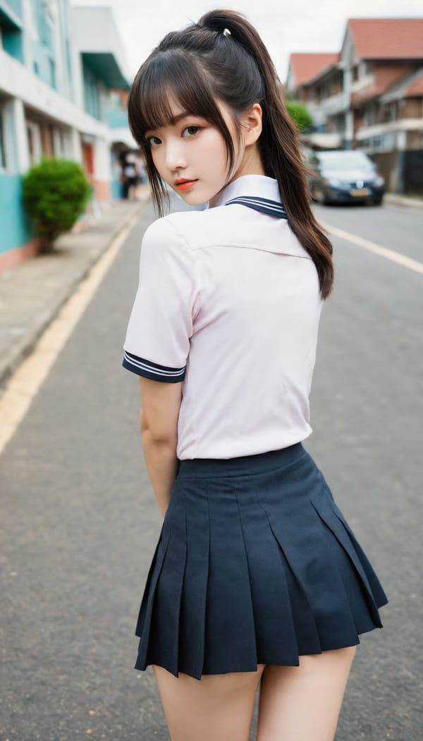 Tags: 21872187, SDXL
{"3": {"inputs": {"seed": 211893017532793, "steps": 64, "cfg": 5.66, "sampler_name": "dpmpp_2m", "scheduler": "karras", "denoise": 1.0, "model": ["27", 0], "positive": ["6", 0], "negative": ["7", 0], "latent_image": ["5", 0]}, "class_type": "KSampler"}, "4": {"inputs": {"ckpt_name": "helloworldxl.safetensors"}, "class_type": "CheckpointLoaderSimple"}, "5": {"inputs": {"width": 768, "height": 1344, "batch_size": 1}, "class_type": "EmptyLatentImage"}, "6": {"inputs": {"text": "27 year old girl, (seductive facial expression:1.03), (seductive pose:1.00), (double eyelids:1.07), (sexy lips:0.95), (temptress:1.12), (idol:1.06), (slim:1.14), (detailed face:1.12), (eyelashes:1.13), (pale skin:1.08), (beautiful eyes:0.98), (blush:1.05), (cute:1.03), (perky ass:1.00), (exposed ass:1.00), (looking back:1.02), (sexy ass:1.06), (thigh gap:1.05), (school uniform:1.10), choker, busy street, (detailed skin:1.09), (skin fuzz:1.02), (candid cinema:1.00), (film:1.06), (natural looking skin:1.02), (soft lighting:1.08), (RAW:1.03), (textured skin:1.09)", "clip": ["27", 1]}, "class_type": "CLIPTextEncode"}, "7": {"inputs": {"text": "(twisted:1.06), (bad hands:1.08), (distorted:1.09), (open mouth:1.09), (watermark:1.10), (low resolution:1.08), (worst quality:1.05)", "clip": ["27", 1]}, "class_type": "CLIPTextEncode"}, "8": {"inputs": {"samples": ["3", 0], "vae": ["4", 2]}, "class_type": "VAEDecode"}, "25": {"inputs": {"lora_name": "nudify_xl.safetensors", "strength_model": 0.07, "strength_clip": 0.32, "model": ["4", 0], "clip": ["4", 1]}, "class_type": "LoraLoader"}, "26": {"inputs": {"lora_name": "shirtlift_SDXL_v2.safetensors", "strength_model": 0.06, "strength_clip": 0.19, "model": ["25", 0], "clip": ["25", 1]}, "class_type": "LoraLoader"}, "27": {"inputs": {"lora_name": "PerfectEyesXL.safetensors", "strength_model": 0.12, "strength_clip": 0.08, "model": ["26", 0], "clip": ["26", 1]}, "class_type": "LoraLoader"}, "30": {"inputs": {"model_name": "4x_NMKD-Superscale-SP_178000_G.pth"}, "class_type": "UpscaleModelLoader"}, "31": {"inputs": {"upscale_model": ["30", 0], "image": ["8", 0]}, "class_type": "ImageUpscaleWithModel"}, "32": {"inputs": {"upscale_method": "lanczos", "scale_by": 0.5, "image": ["31", 0]}, "class_type": "ImageScaleBy"}, "33": {"inputs": {"pixels": ["32", 0], "vae": ["4", 2]}, "class_type": "VAEEncode"}, "34": {"inputs": {"seed": 211893017532793, "steps": 64, "cfg": 5.66, "sampler_name": "dpmpp_2m", "scheduler": "karras", "denoise": 0.3, "model": ["27", 0], "positive": ["6", 0], "negative": ["7", 0], "latent_image": ["33", 0]}, "class_type": "KSampler"}, "36": {"inputs": {"samples": ["34", 0], "vae": ["4", 2]}, "class_type": "VAEDecode"}, "39": {"inputs": {"filename_prefix": "comfyapi-1733766891435", "images": ["36", 0]}, "class_type": "SaveImage"}}